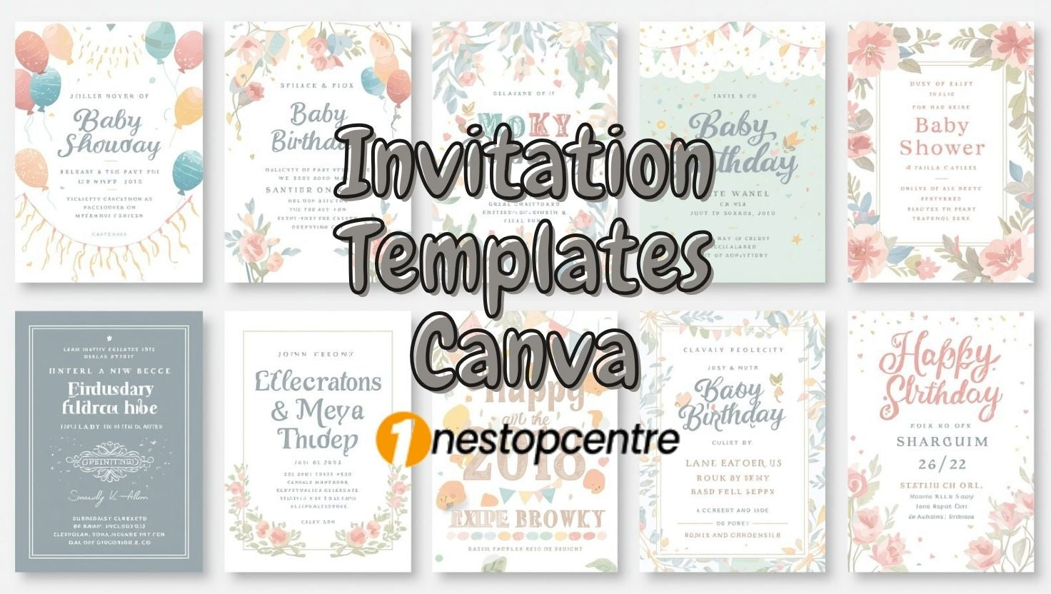 Invitation editable templates canva birthday invites and baby shower collection by onestopcentre