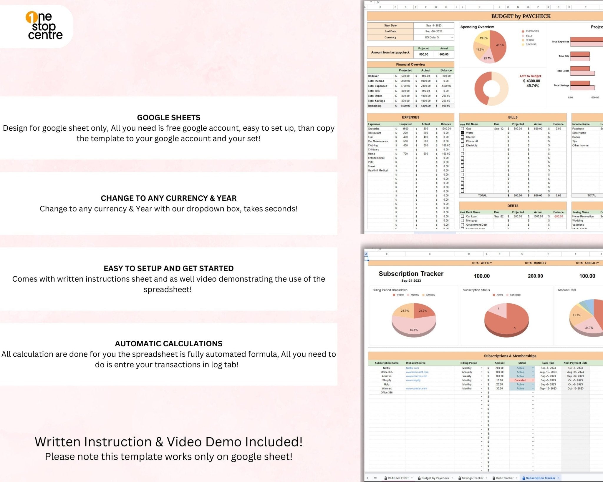 introduction to Google Sheets monthly budget planner spreadsheet