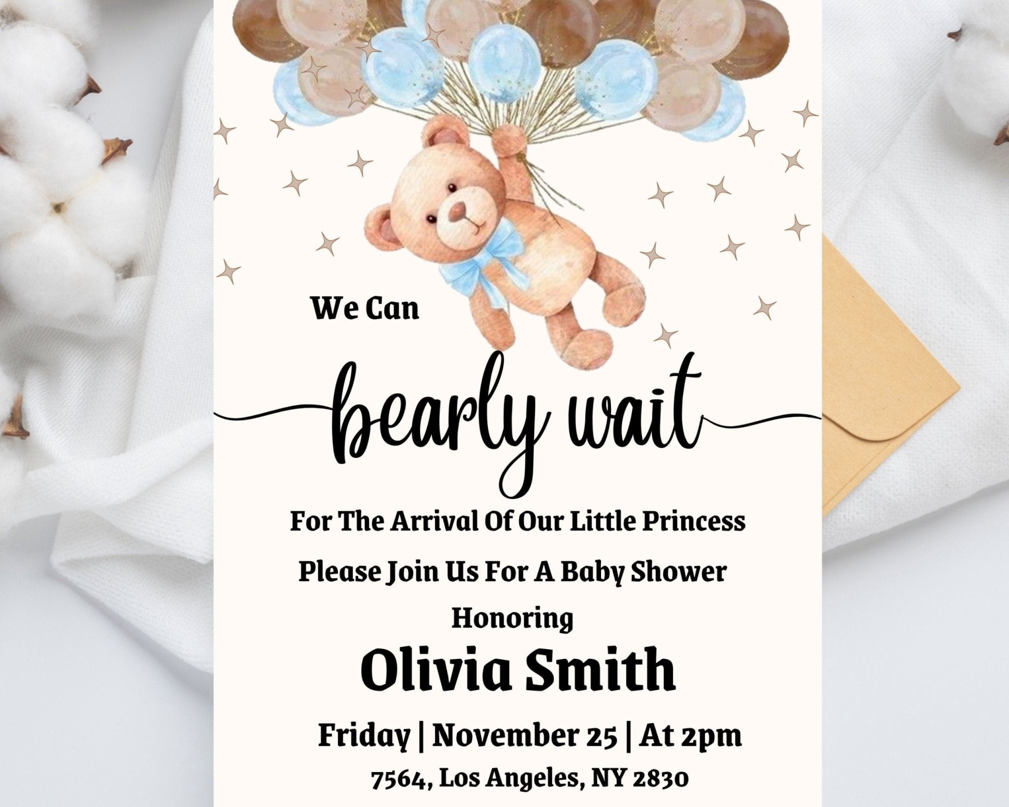 Canva baby shower invitation template for boy or girl