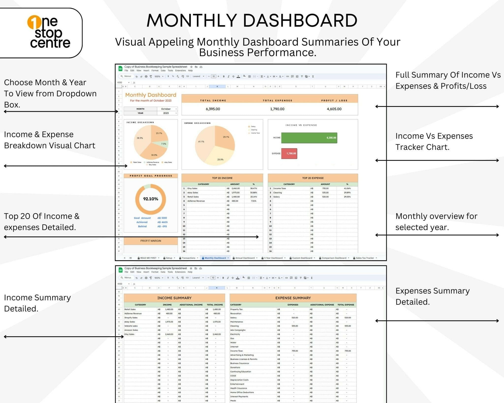 Google Sheets business budget tracker with auto-calculations