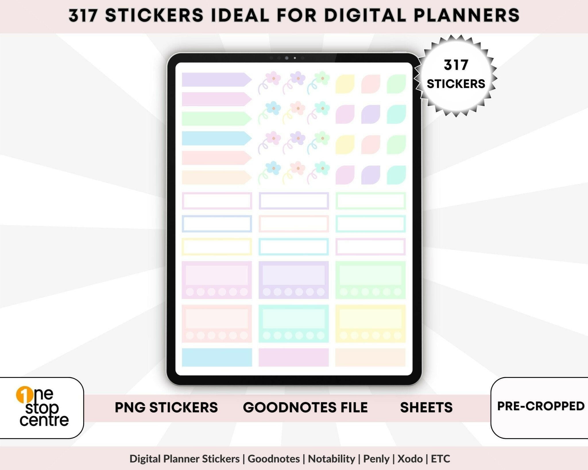 Digital sticker sheet with multiple transparent highlighter sizes