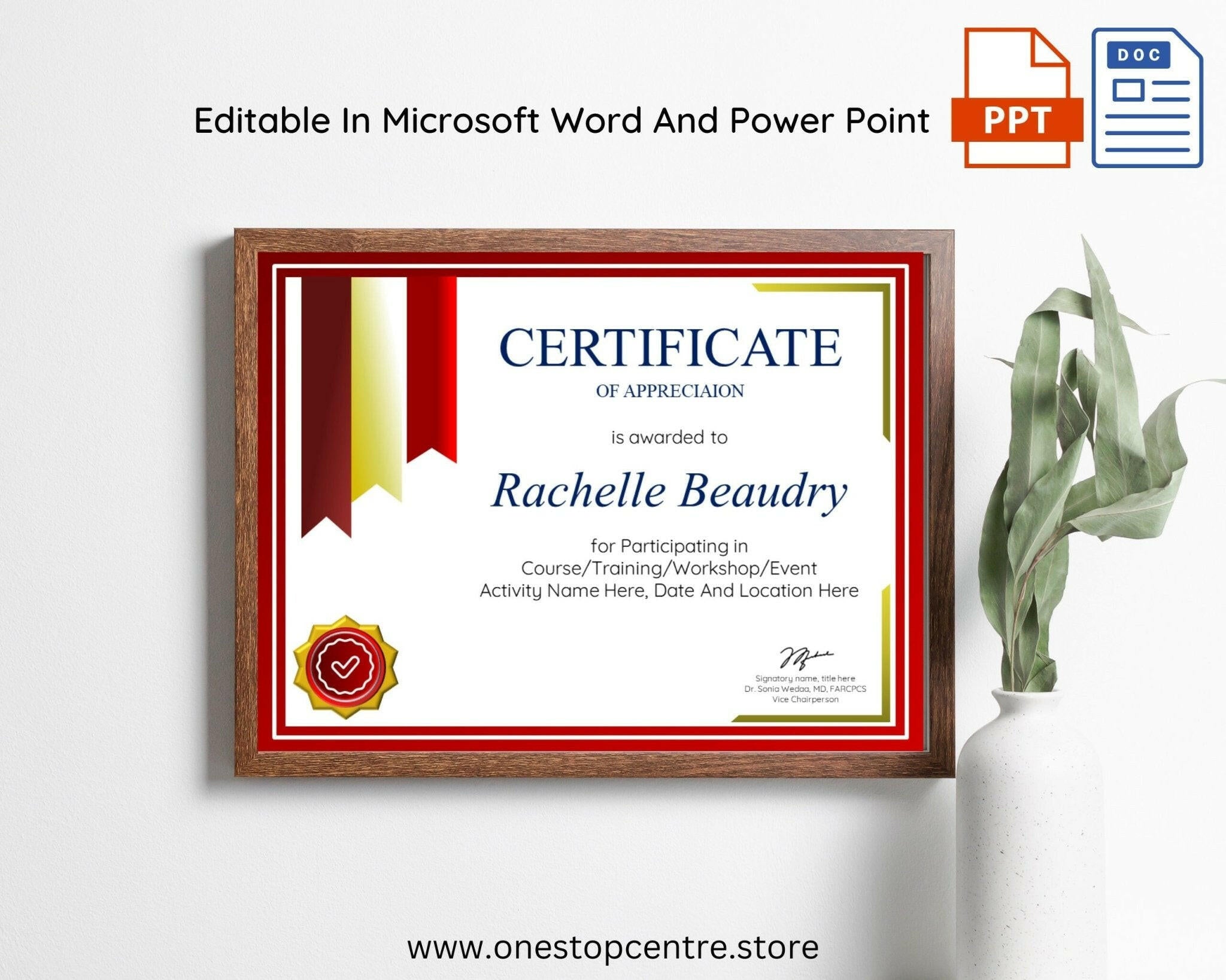 Editable PowerPoint Award Certificate Template