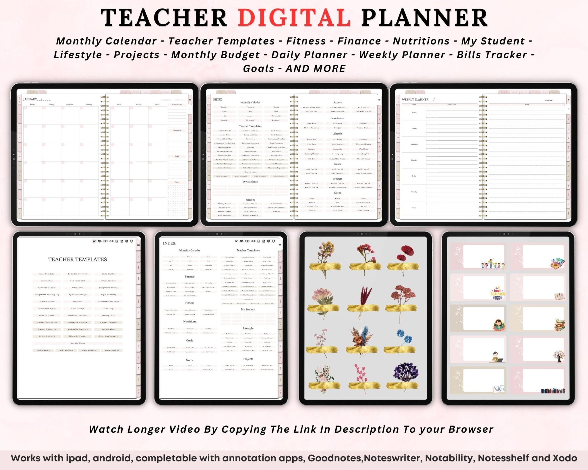 Goodnotes teacher planner with weekly lesson templates
