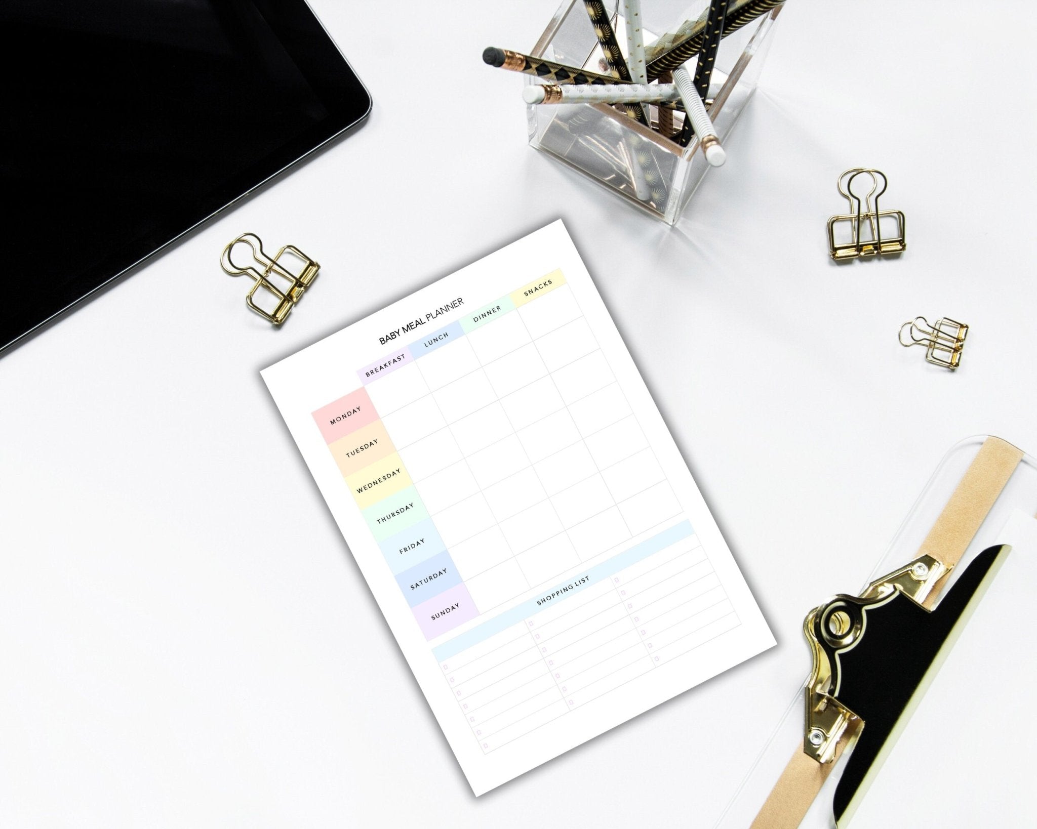 Editable grocery list for parents of toddlers