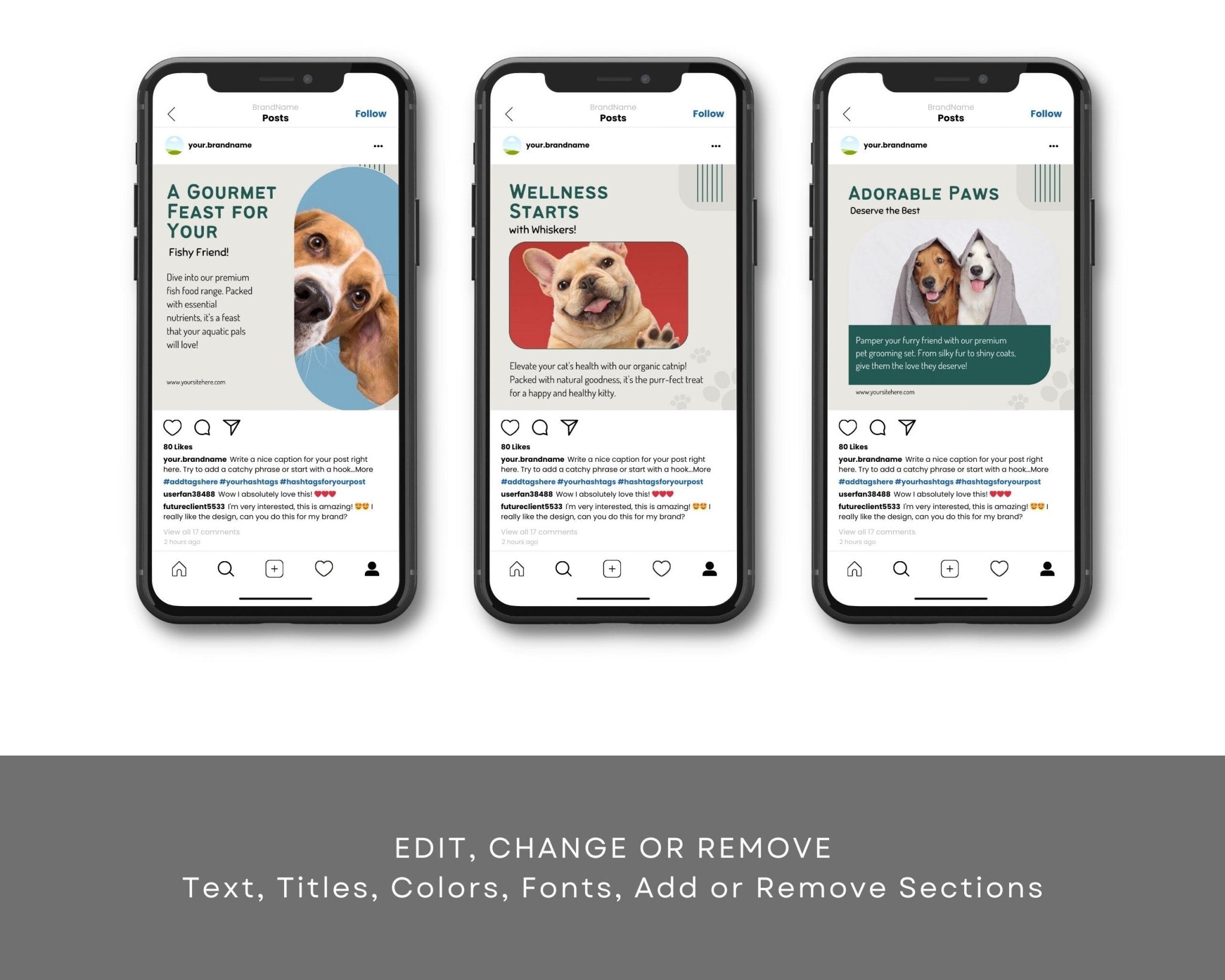 Pet tips and quote design for social media marketing