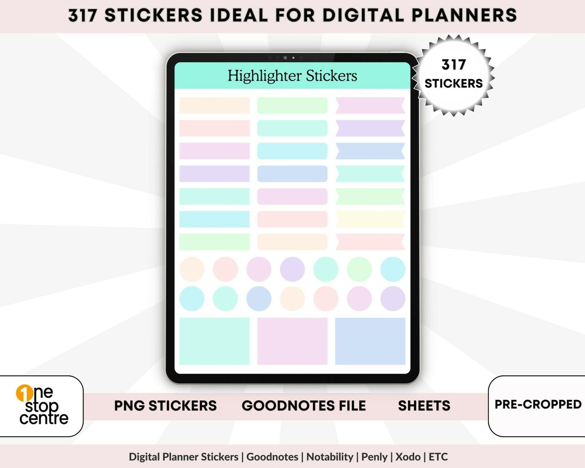 Goodnotes Elements file preview with organized highlighter sticker sets