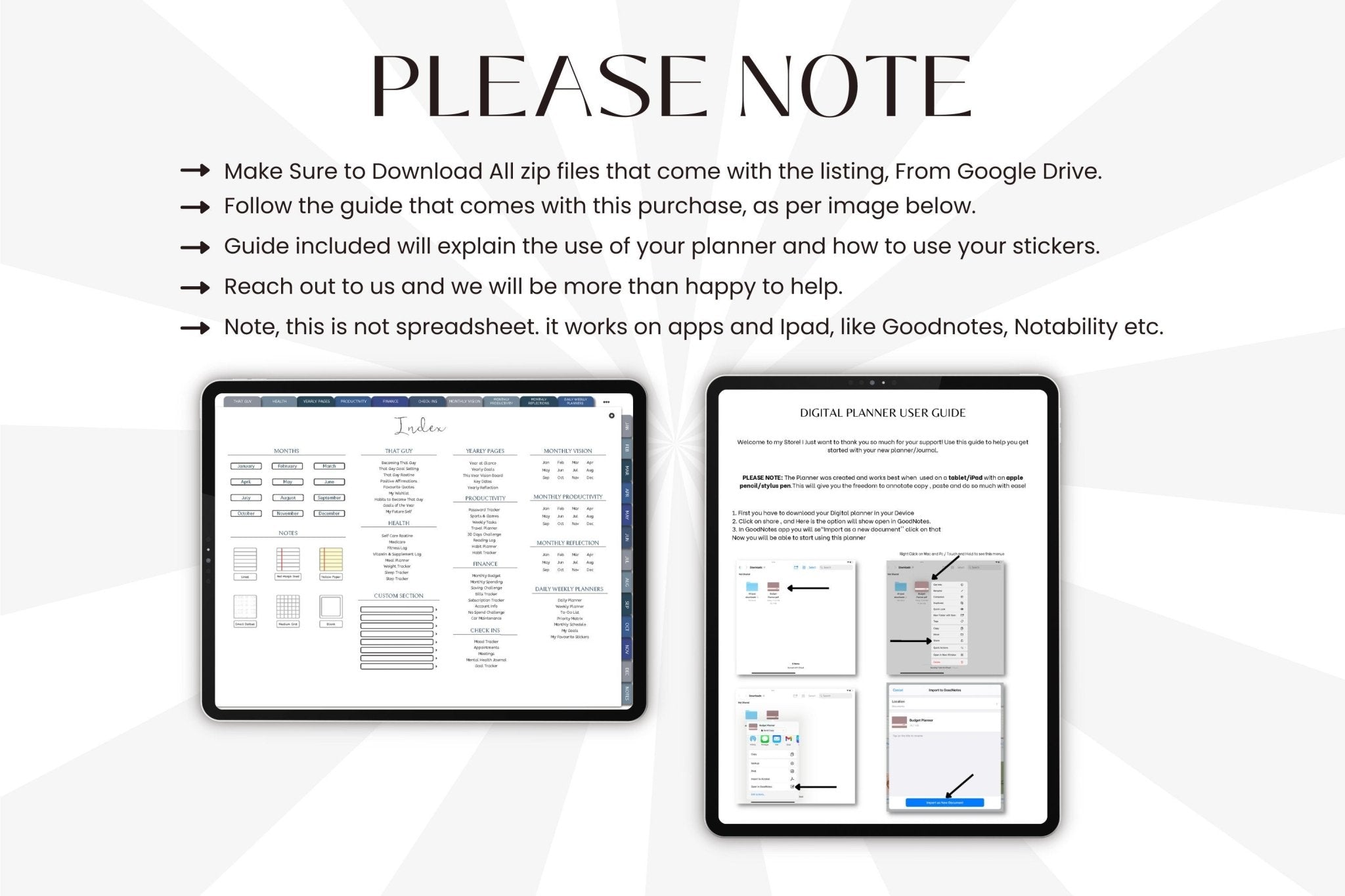 Digital notebook page for journaling and note-taking with minimal layout