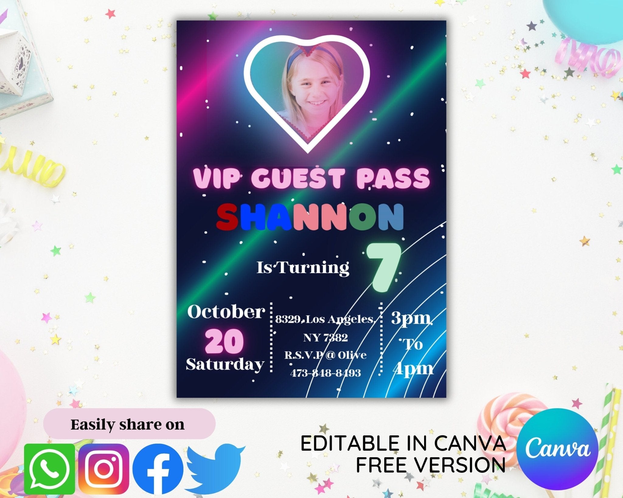 Printable 5x7 birthday invite template in Canva