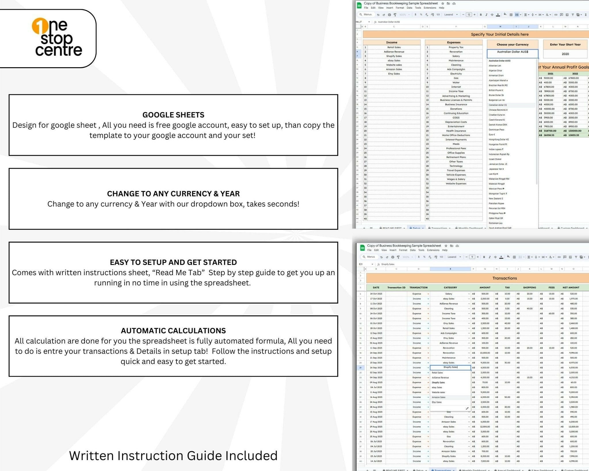 Sales tax and financial dashboard in Google Sheets