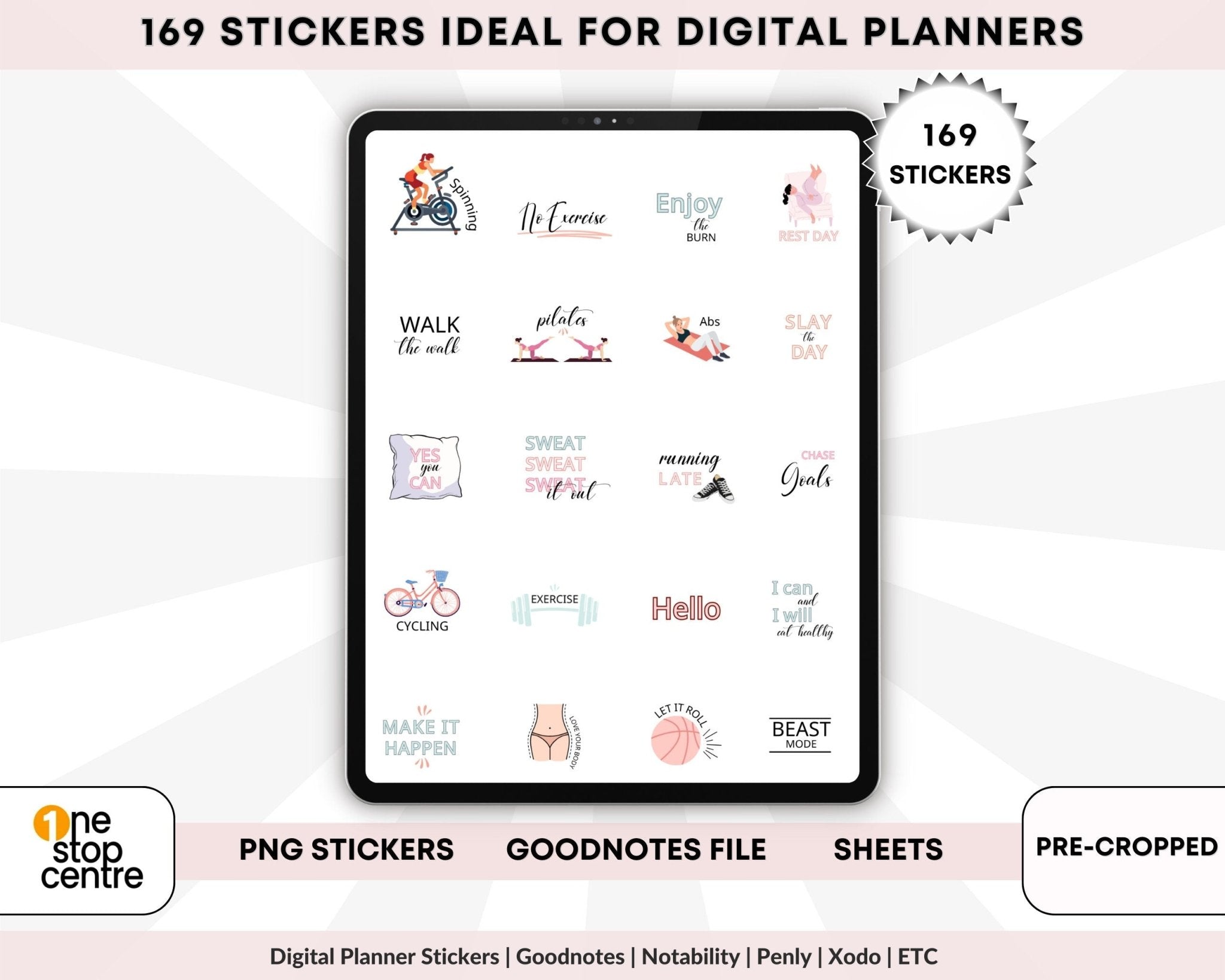 Health and wellness digital planner sticker kit