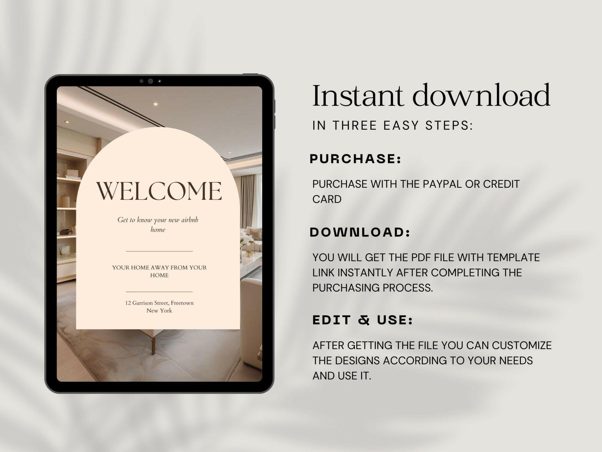 “Customizable house rules and Wi-Fi info sheet”