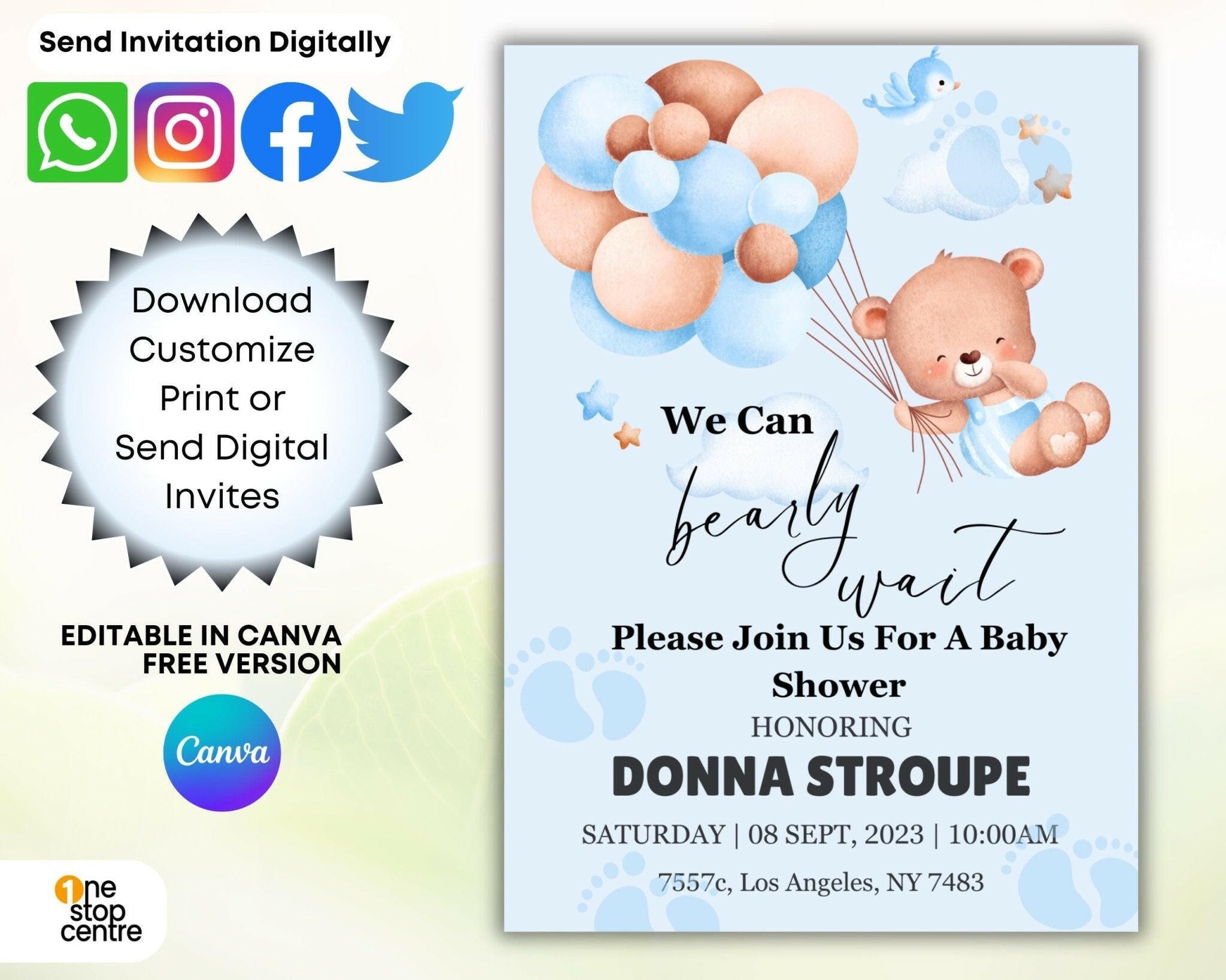 Invitation template customization options in Canva