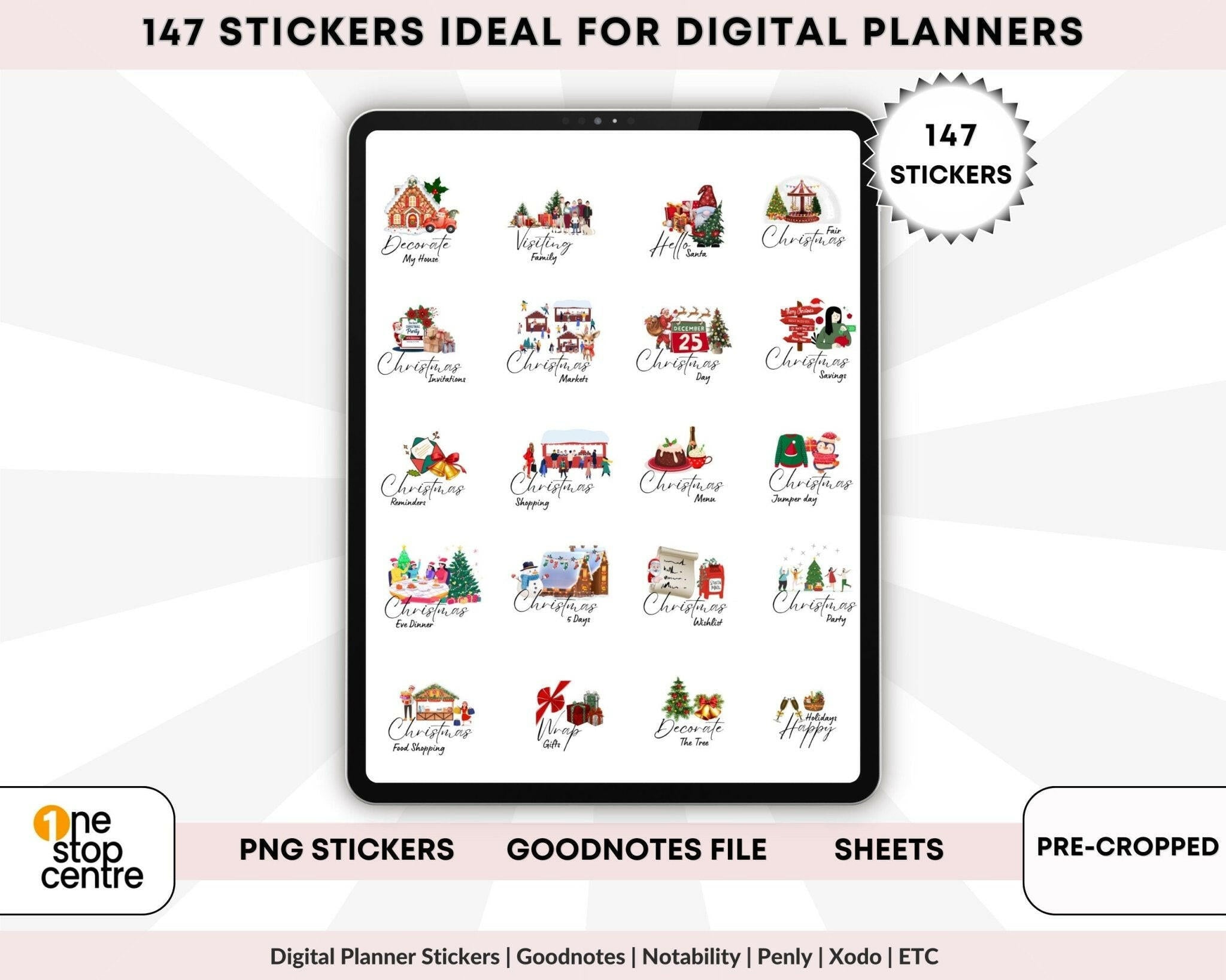 Planner app using seasonal Christmas stickers