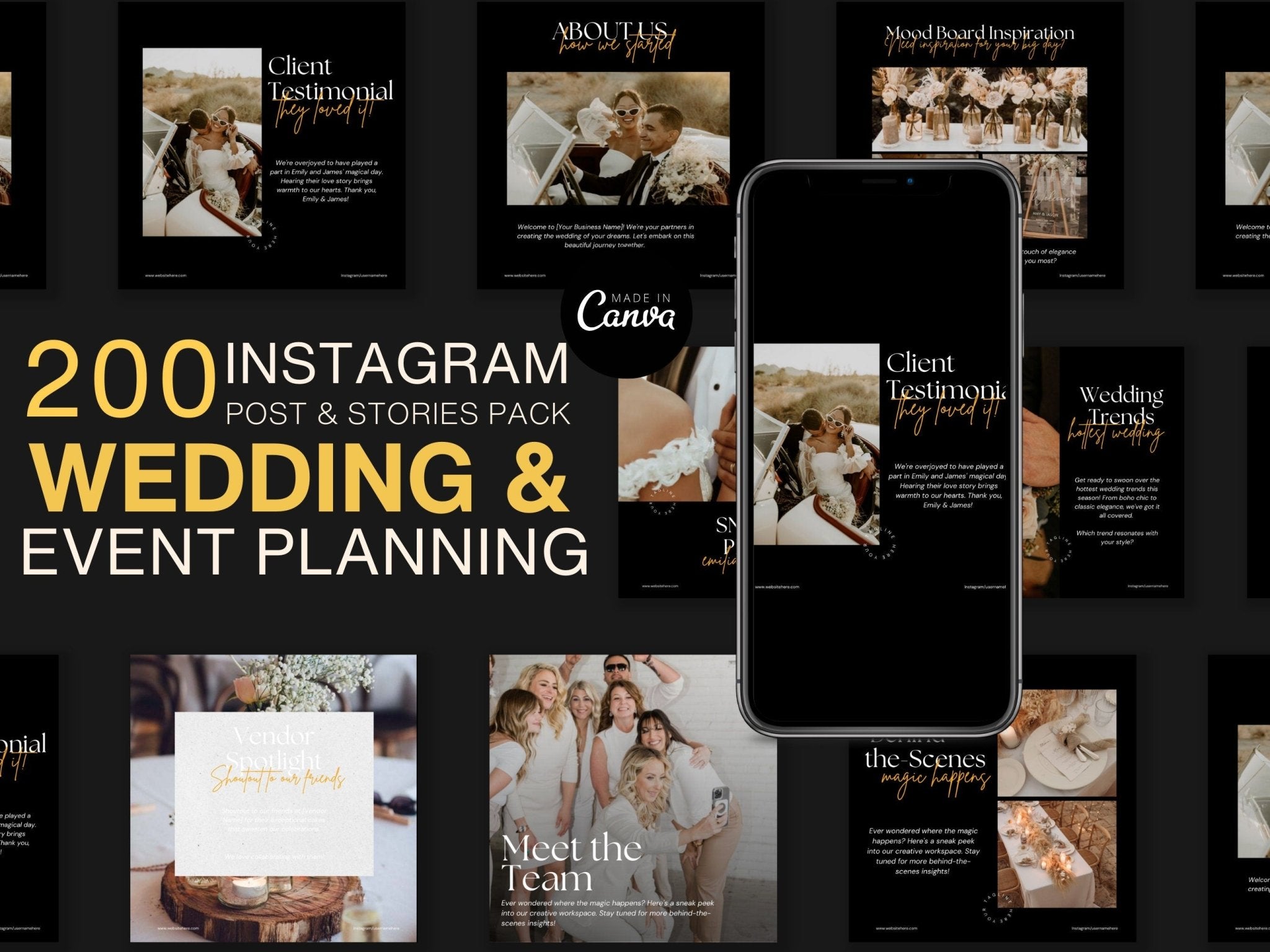 200 Editable Instagram wedding planner templates