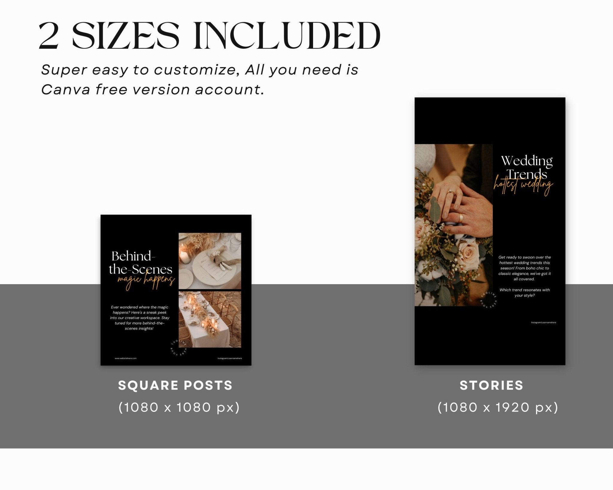 Social media 1080x1080 and 1080x1920 templates for posts and stories