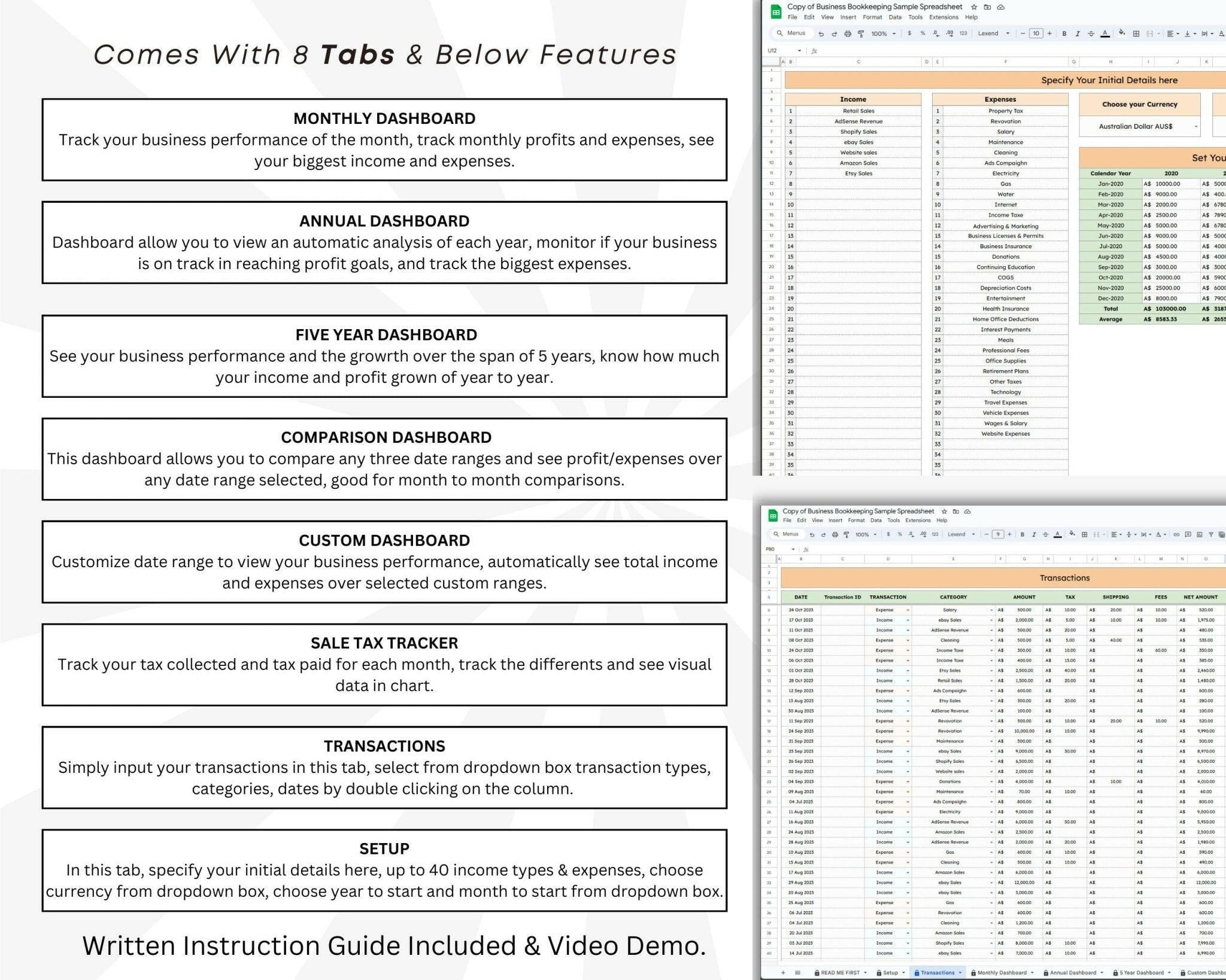 Income and expense tracker for entrepreneurs