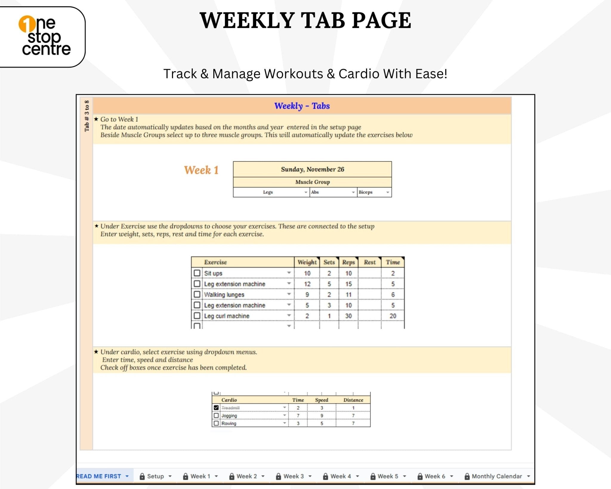 gym Daily and weekly workout planner for gym routines for all type of exercise