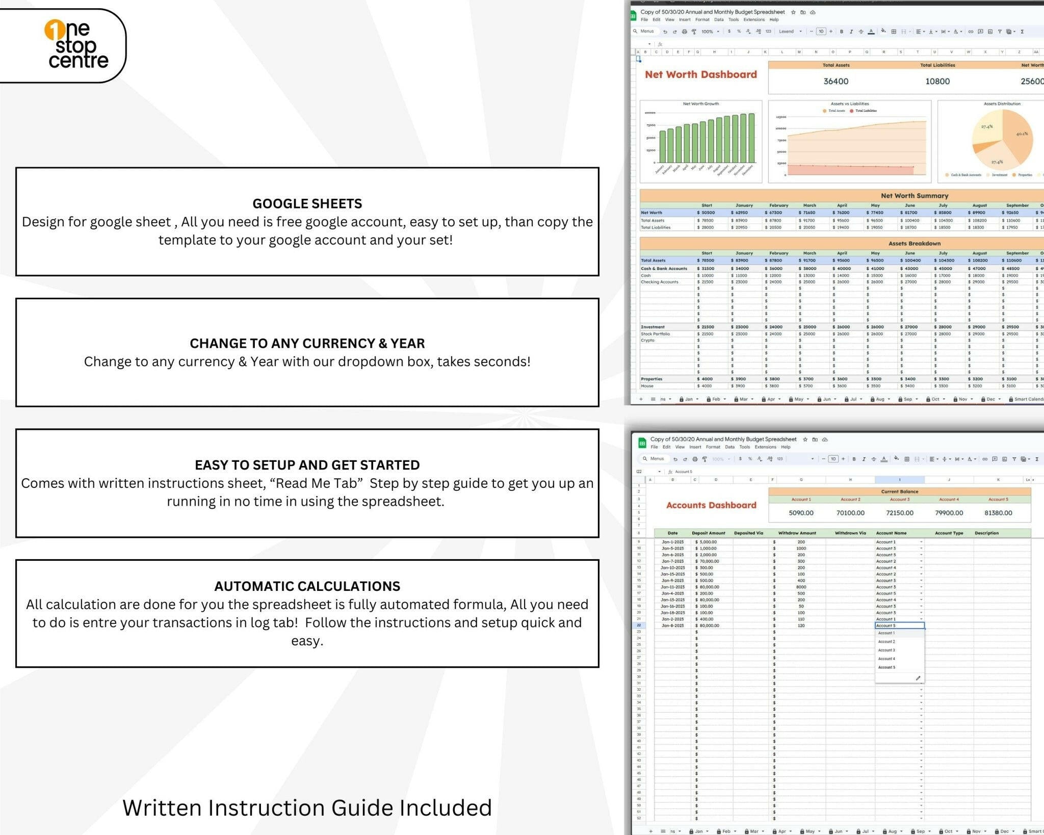 Screenshot of a Google Sheets template with text and spreadsheet interface.