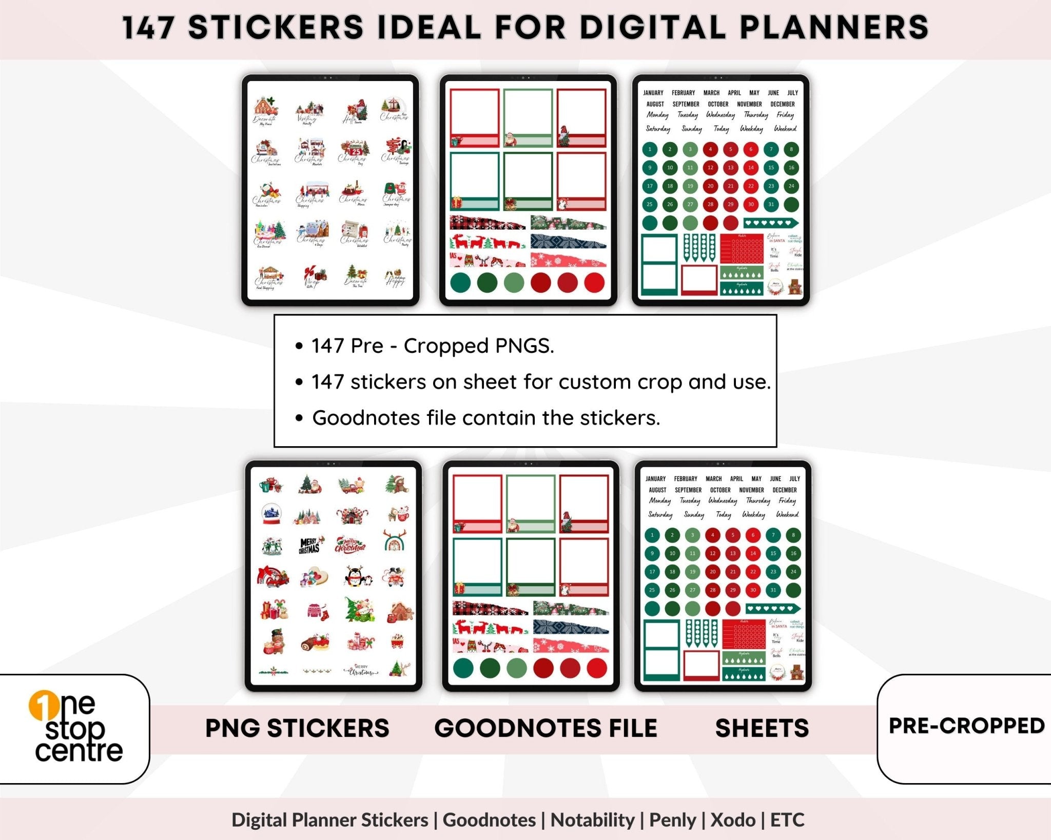Christmas digital stickers on iPad planner