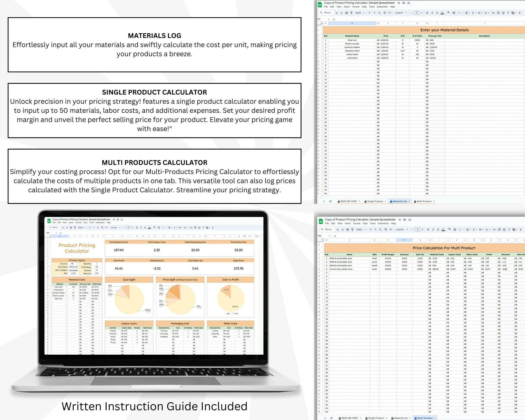 Editable Handmade Business Pricing Spreadsheet