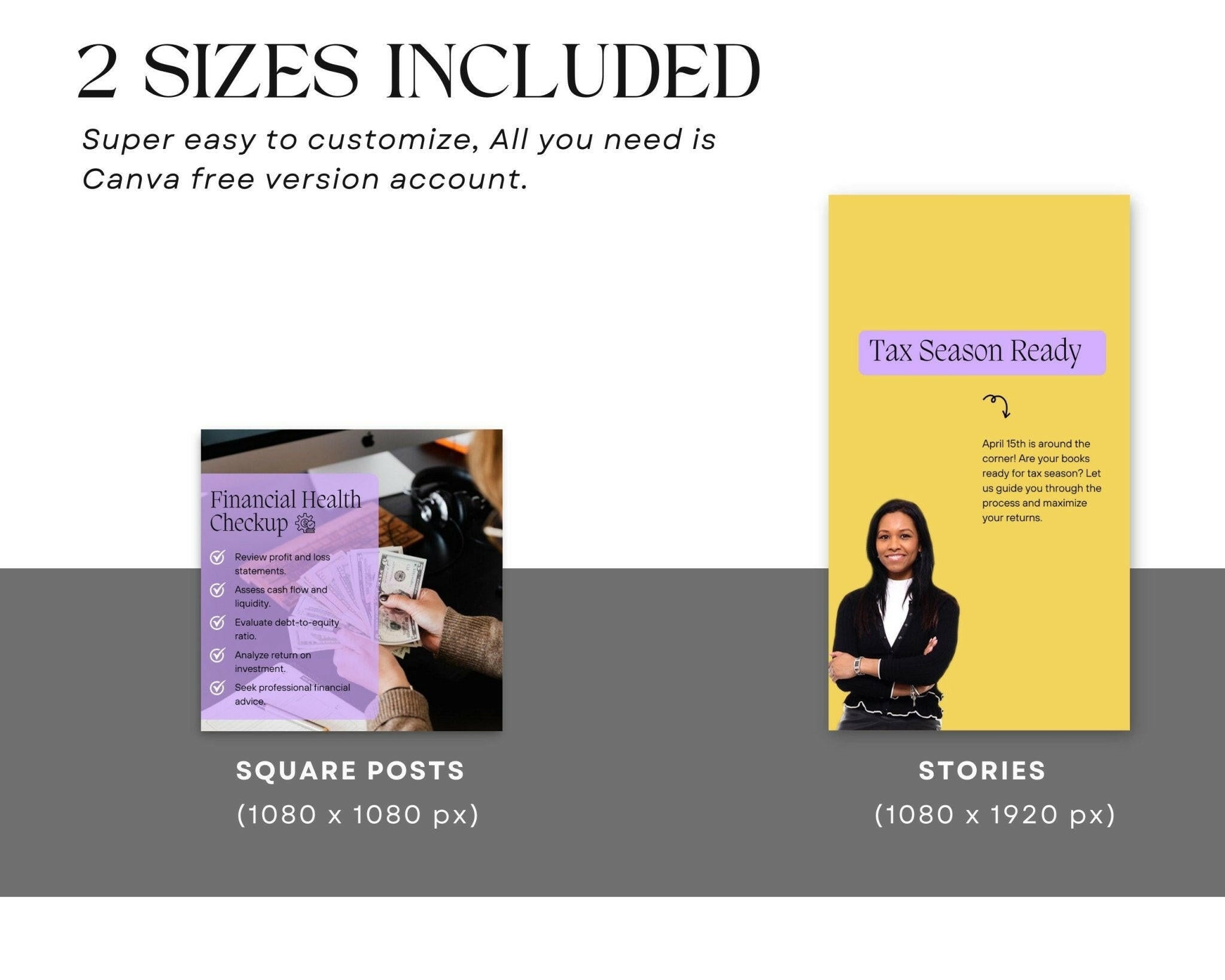 Instagram stories template bundle for accounting business