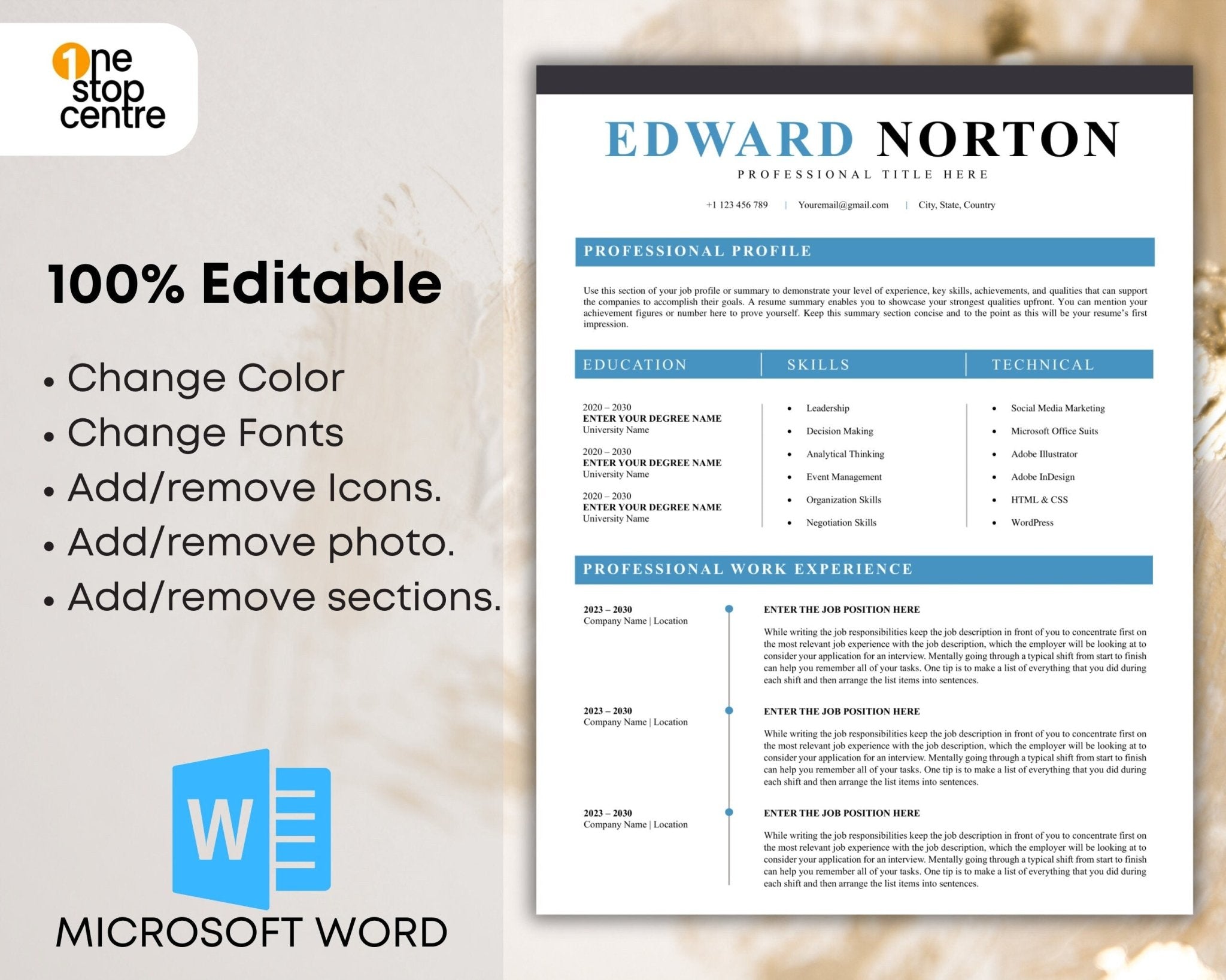 CV template and cover letter bundle for Microsoft Word users