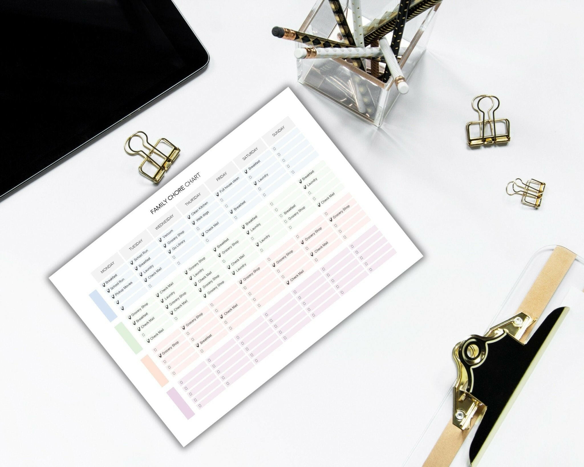 Printable family task tracker for household responsibilities