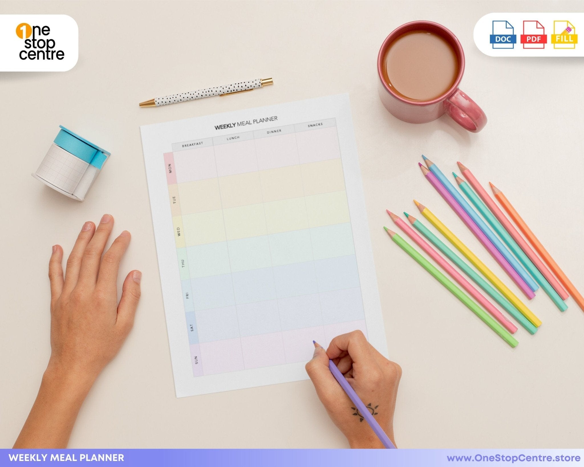 Organized meal prep planner template