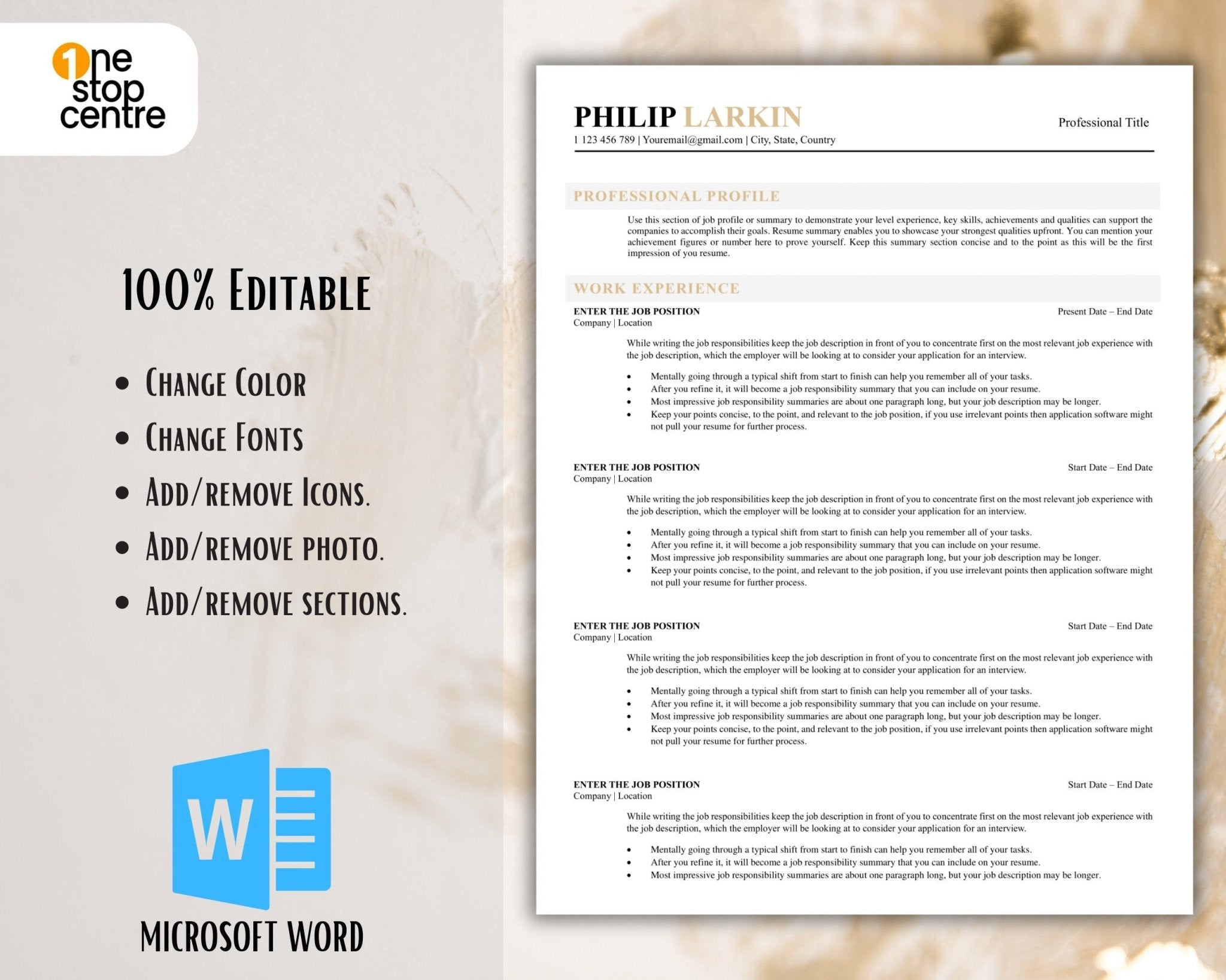 Microsoft Word resume template optimized for ATS compatibility