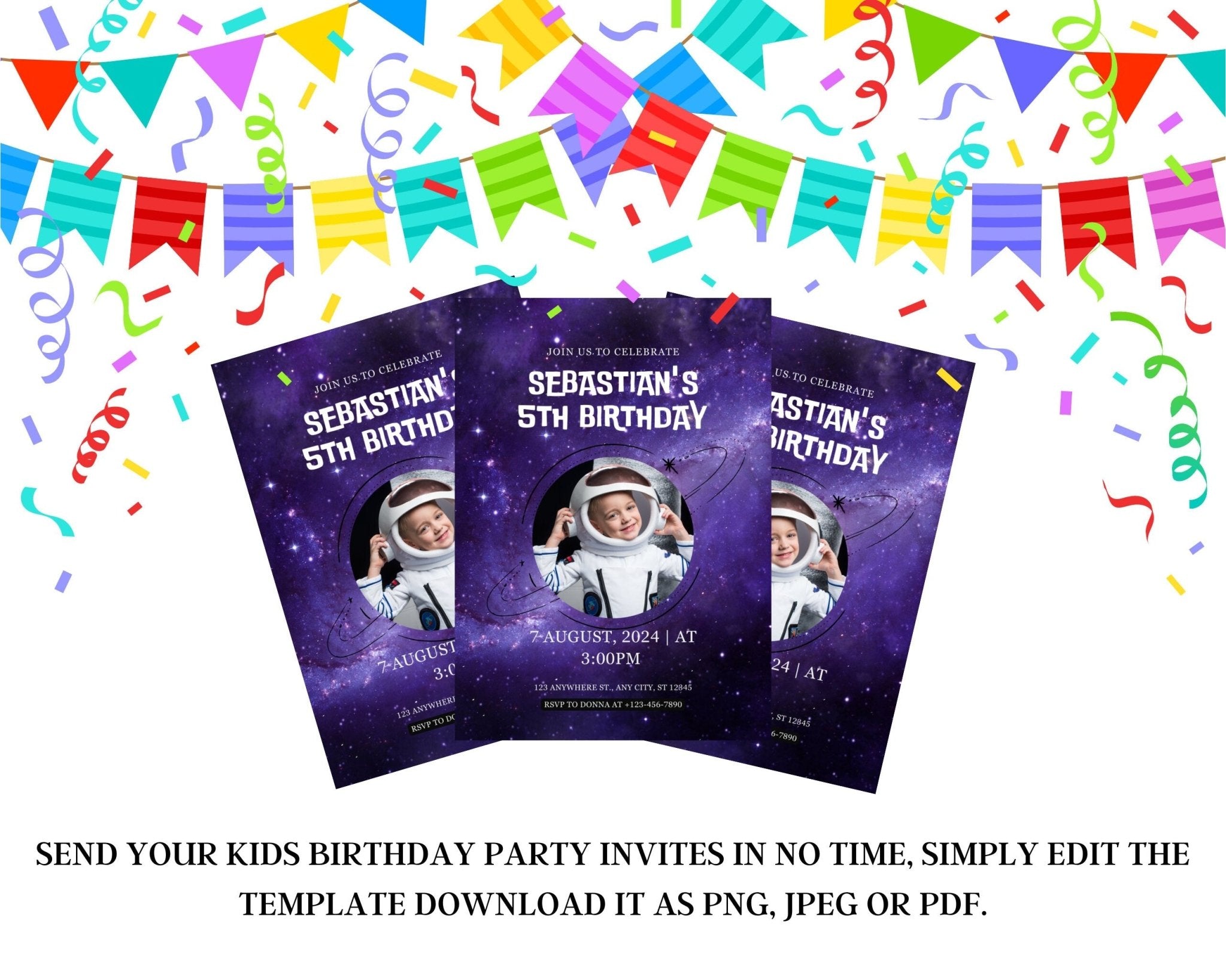 Customizable kids invite template for Canva