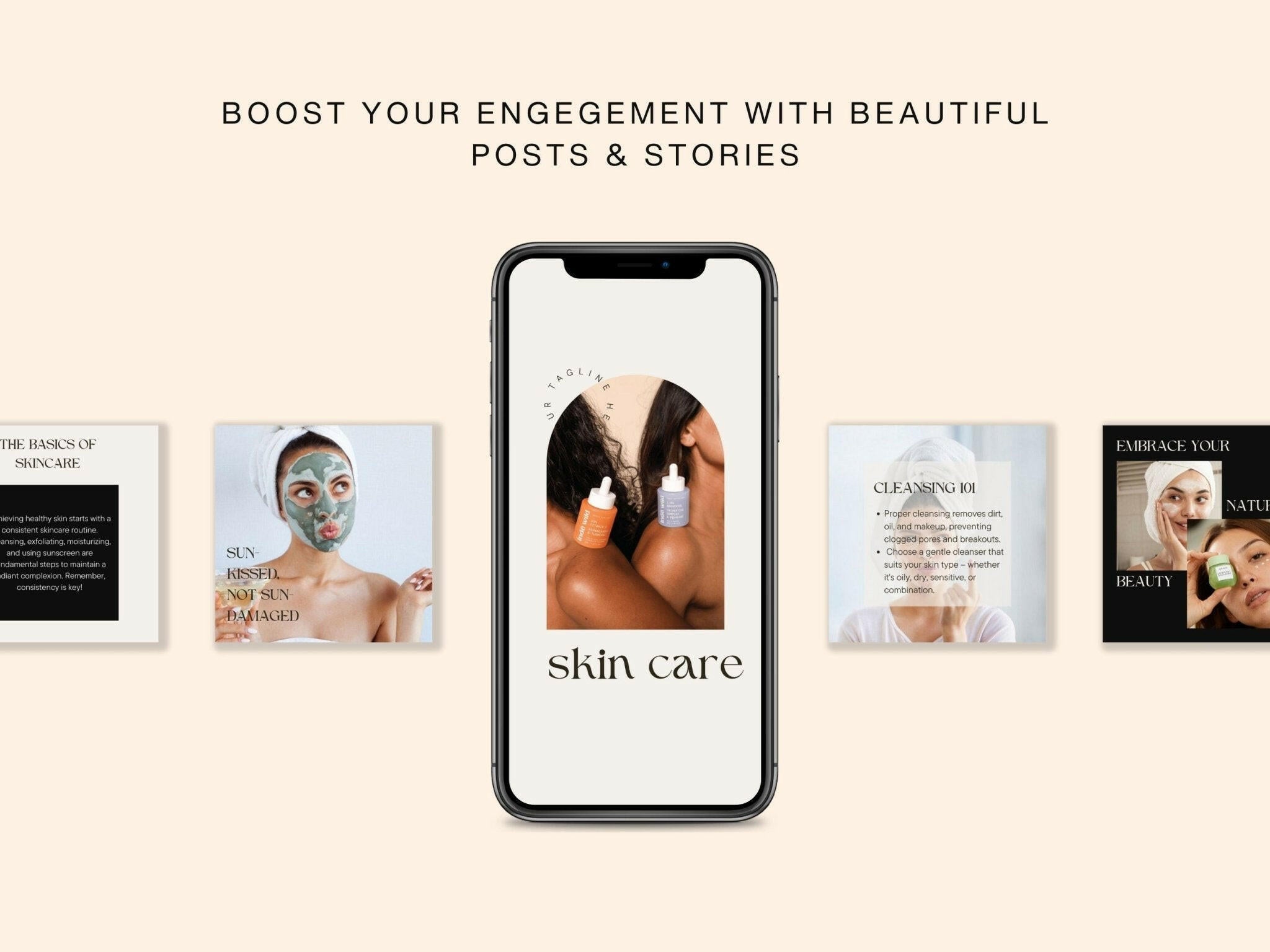 Facial acne and self-care post design for wellness Instagram