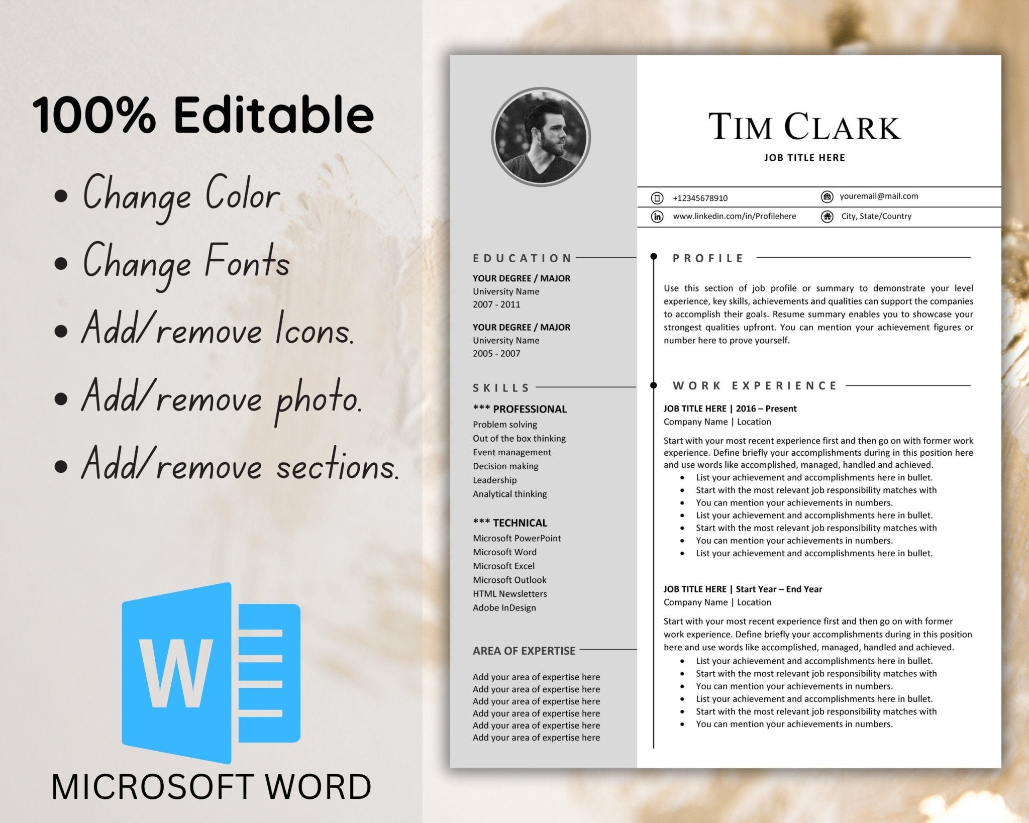 Resume and cover letter bundle for Word users