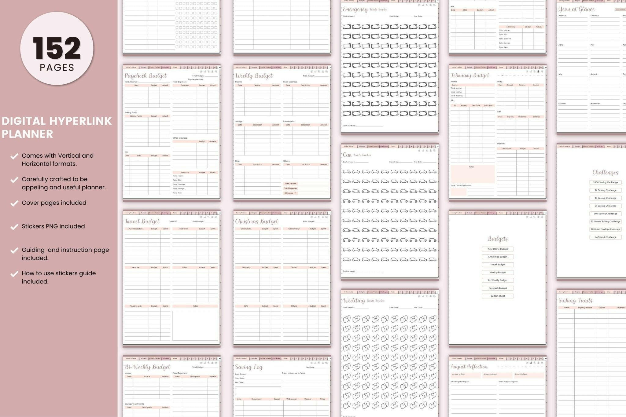 "Stickers and cover pages included in the digital planner set"