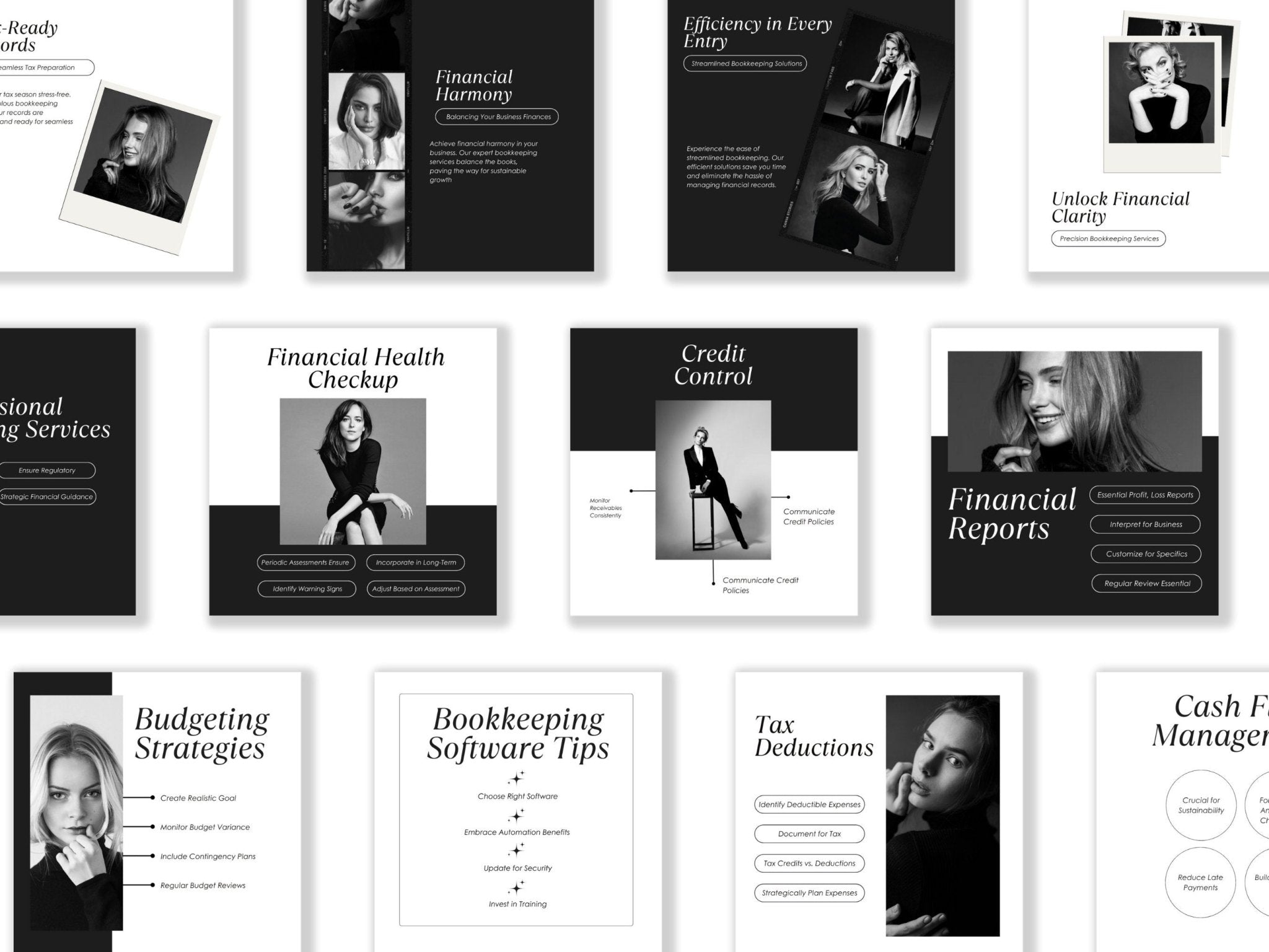 "Editable bookkeeping Instagram stories template pack for finance brands"