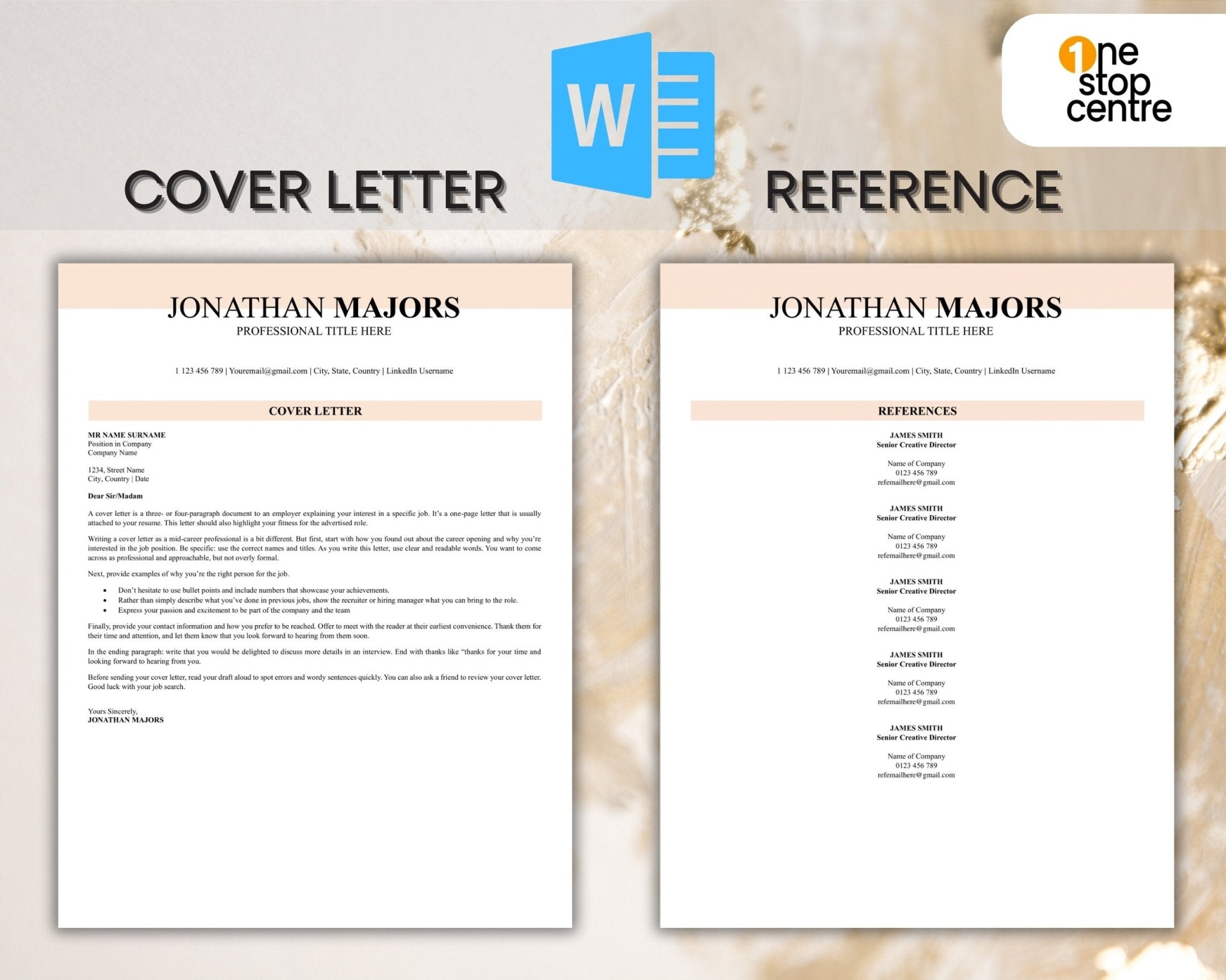 Microsoft Word resume bundle with customizable layout