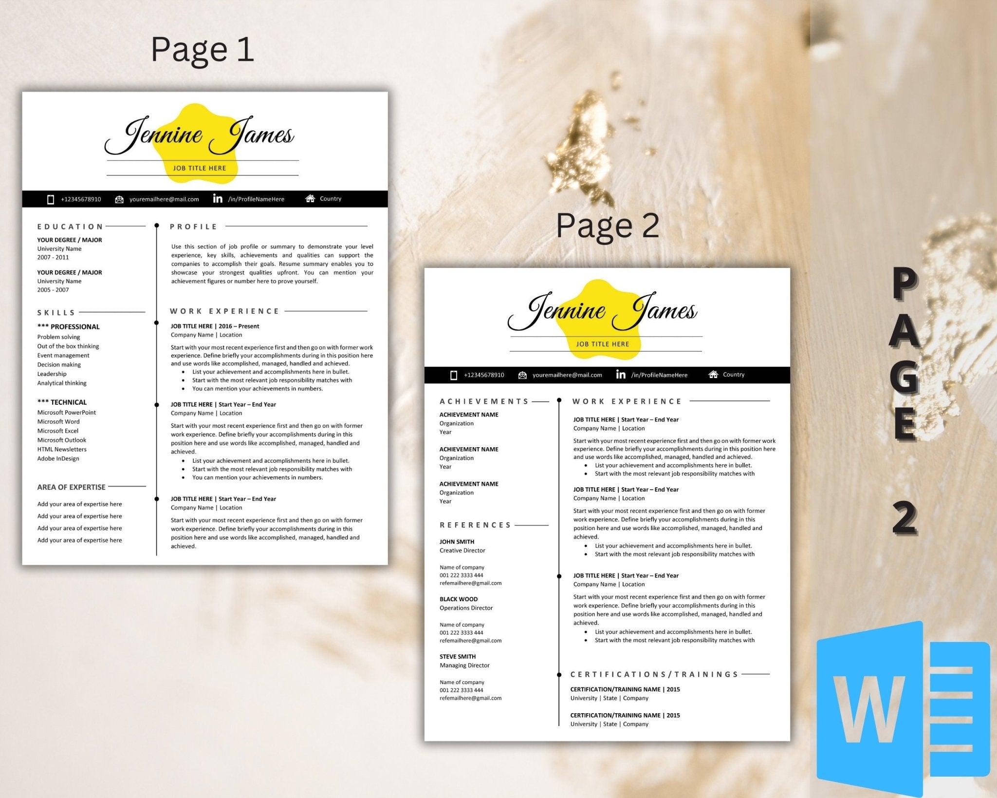 Editable CV Template with Cover Letter – A4 Size