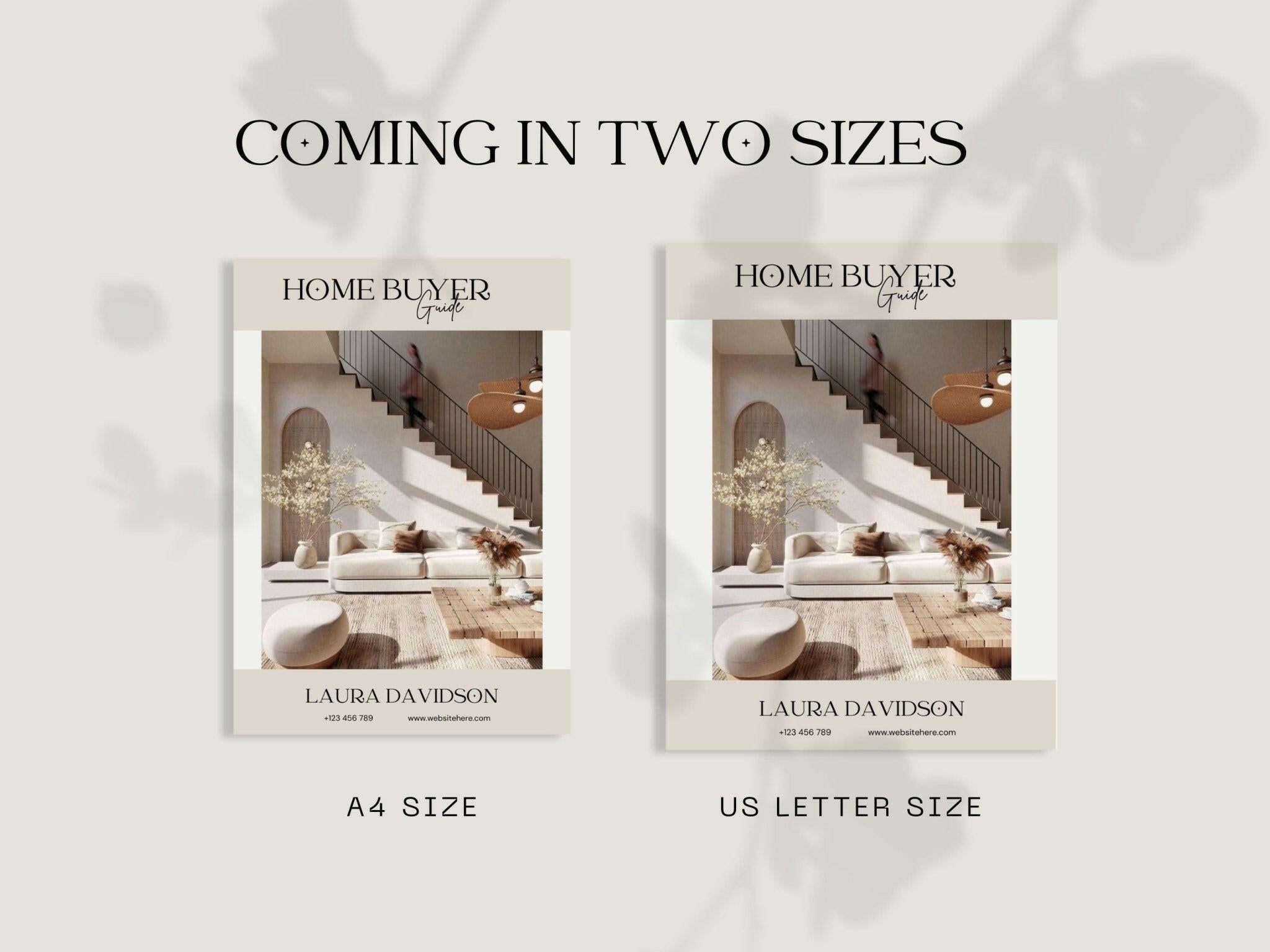 Editable A4 and US Letter real estate guide templates in Canva