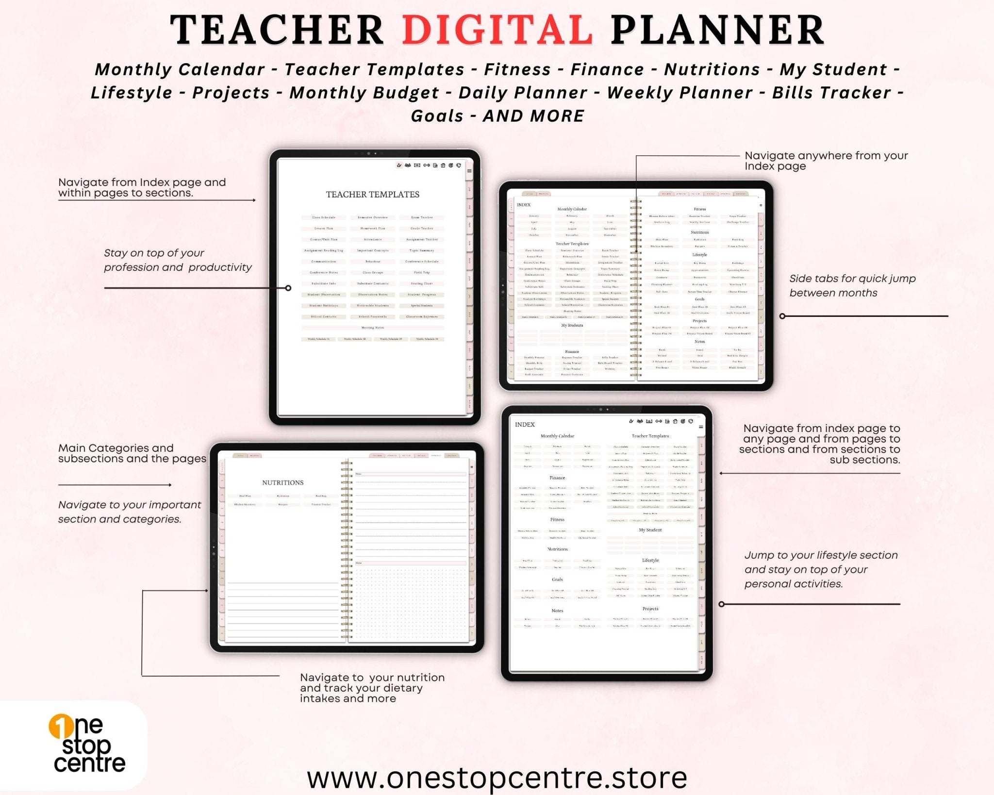 Undated teacher planner loaded in Goodnotes app
