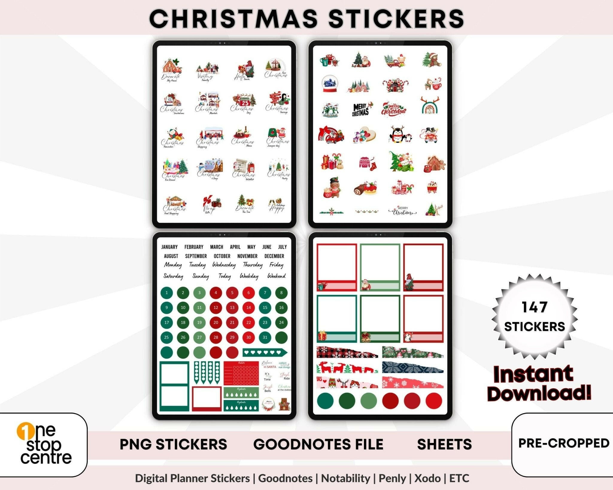 PNG Christmas stickers for digital planning