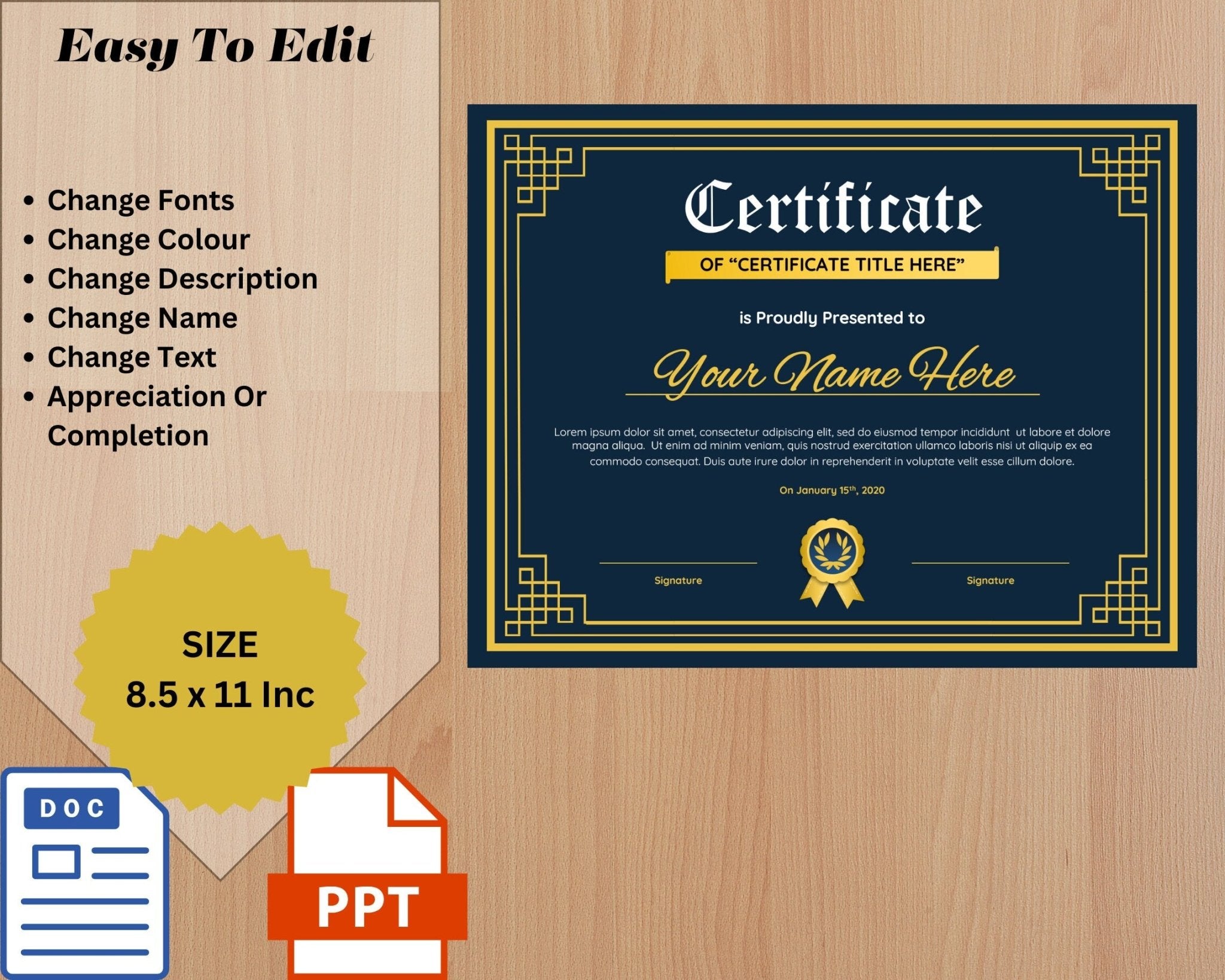DIY Editable Certificate Template for Training Completion
