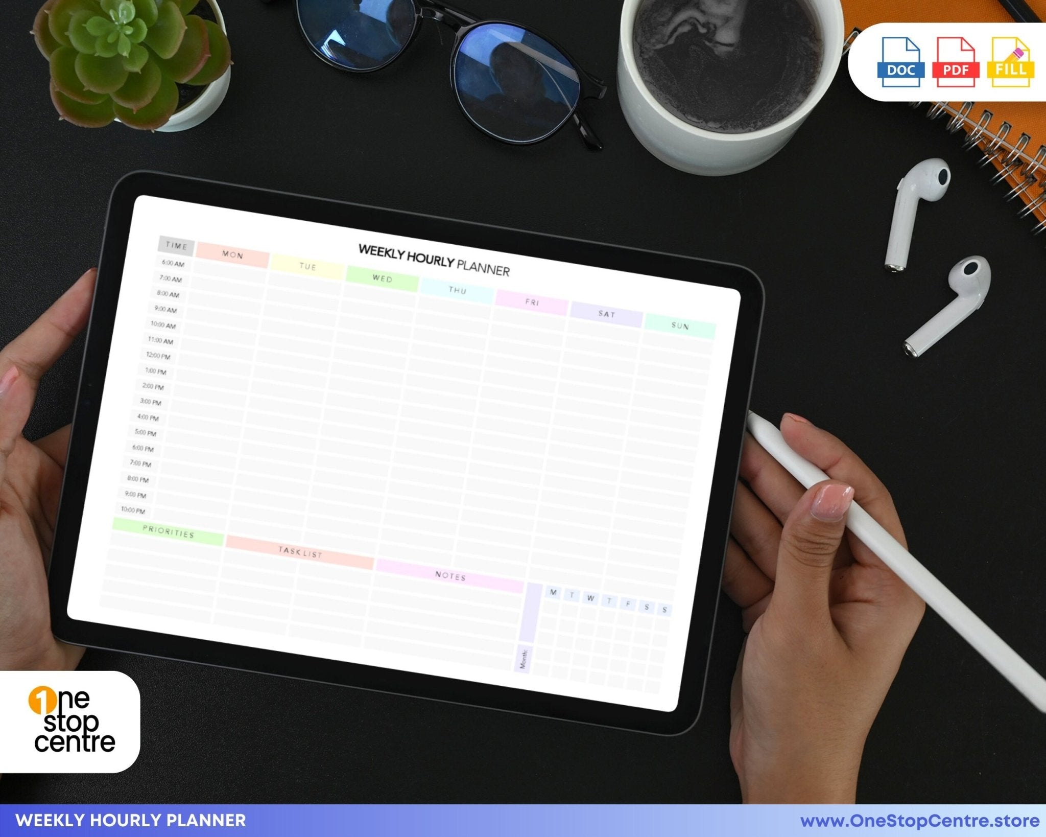 Digital Planner Template for Remote Work showcasing inside ipad