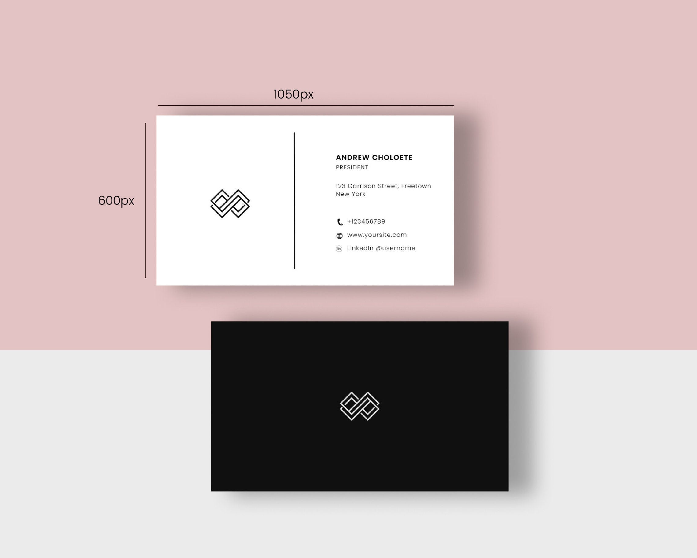 Modern minimalist business card design with logo placeholder