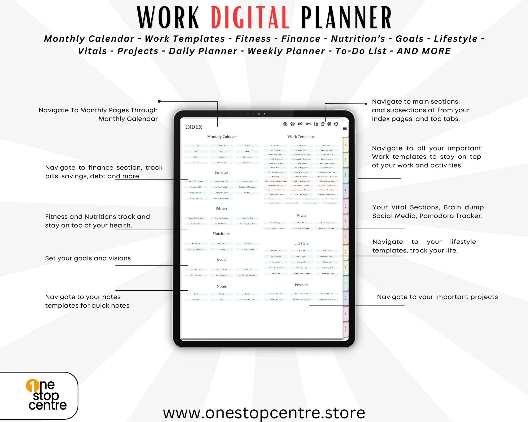 Guide on navigating through index pages with work digital planner