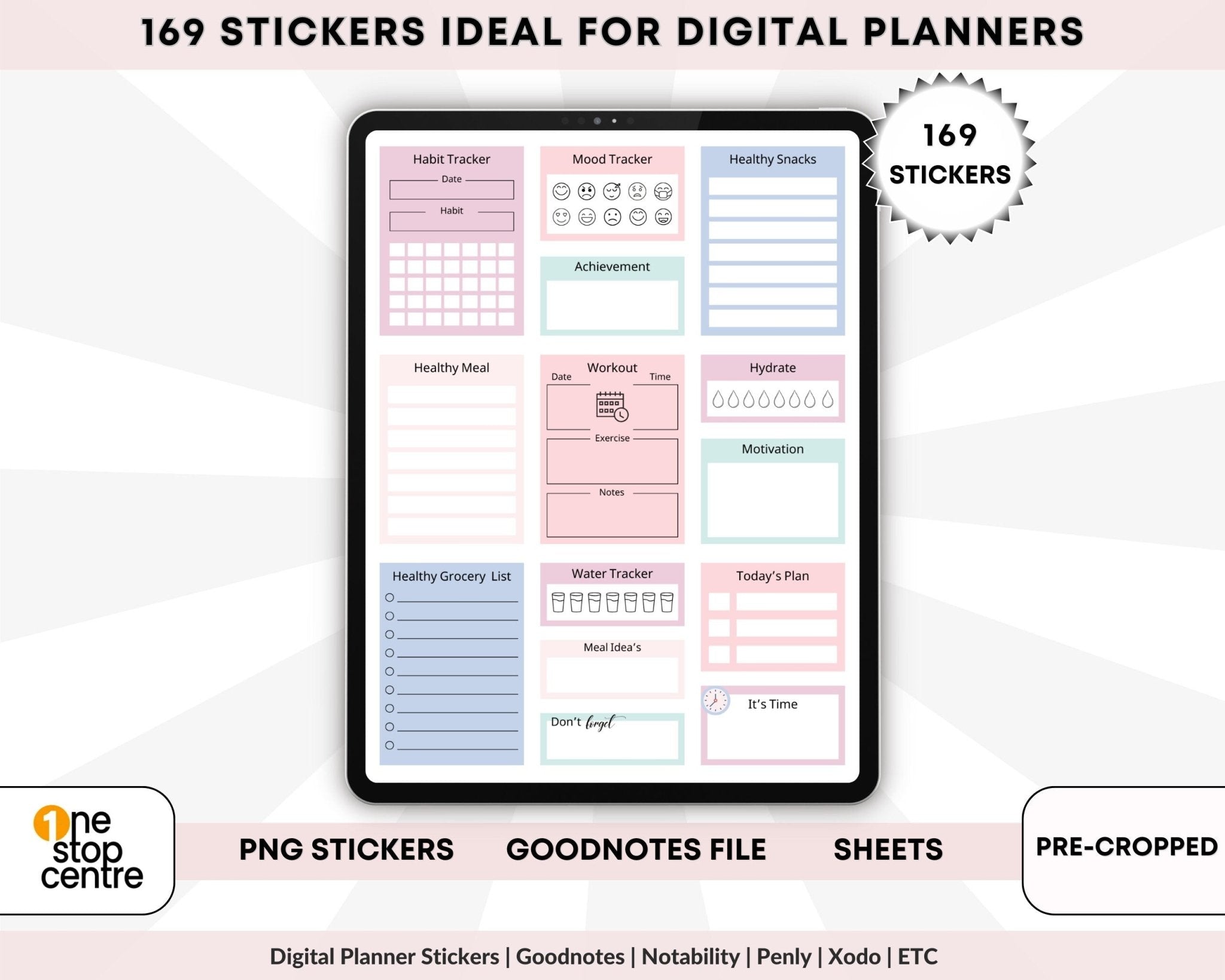 highlight stickers for Health and wellness digital planner sticker kit