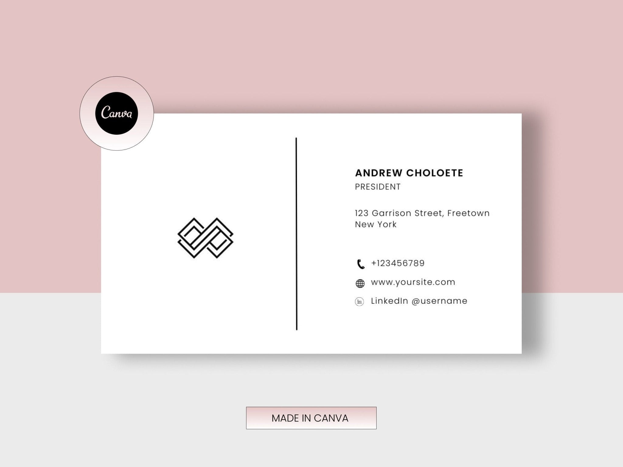 Printable business card template with 60 social icons included