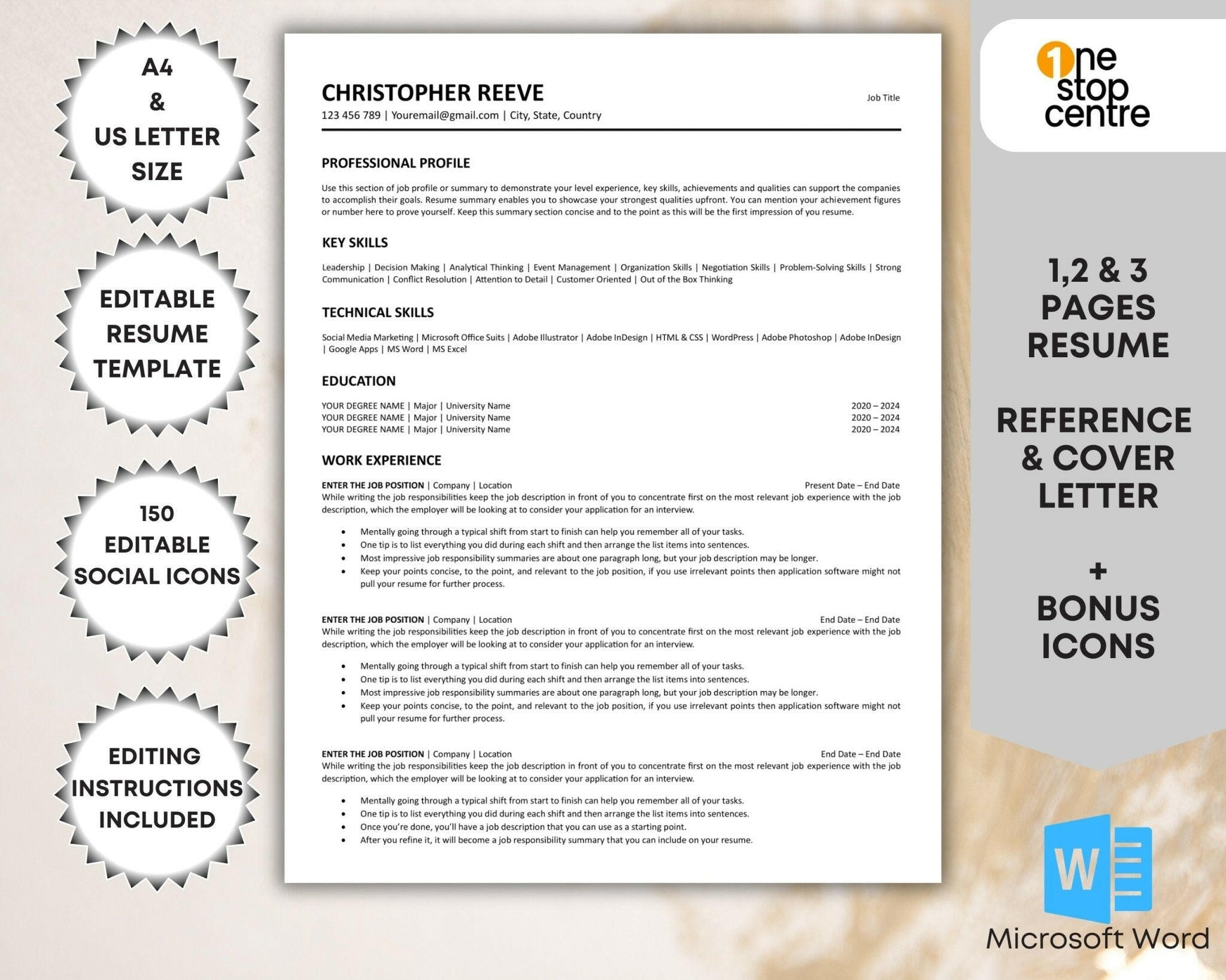 “Minimalist ATS resume template editable in Microsoft Word”