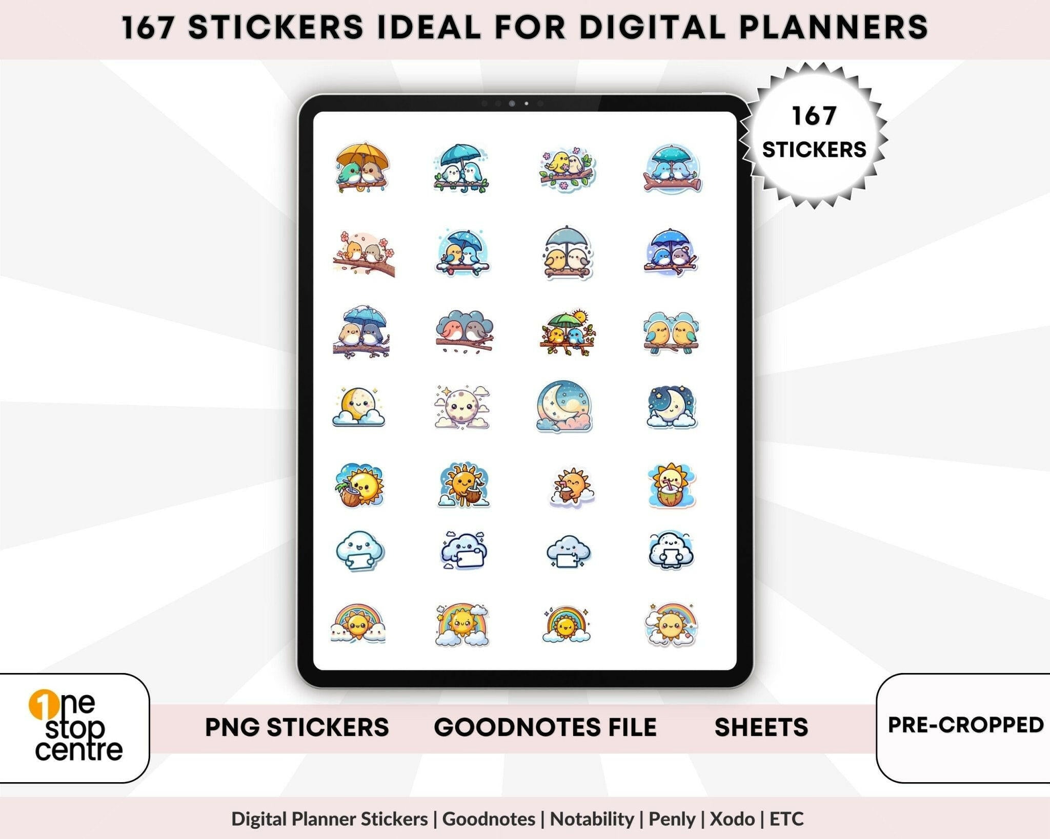 Sticker sheet preview containing multiple weather icons for custom cropping