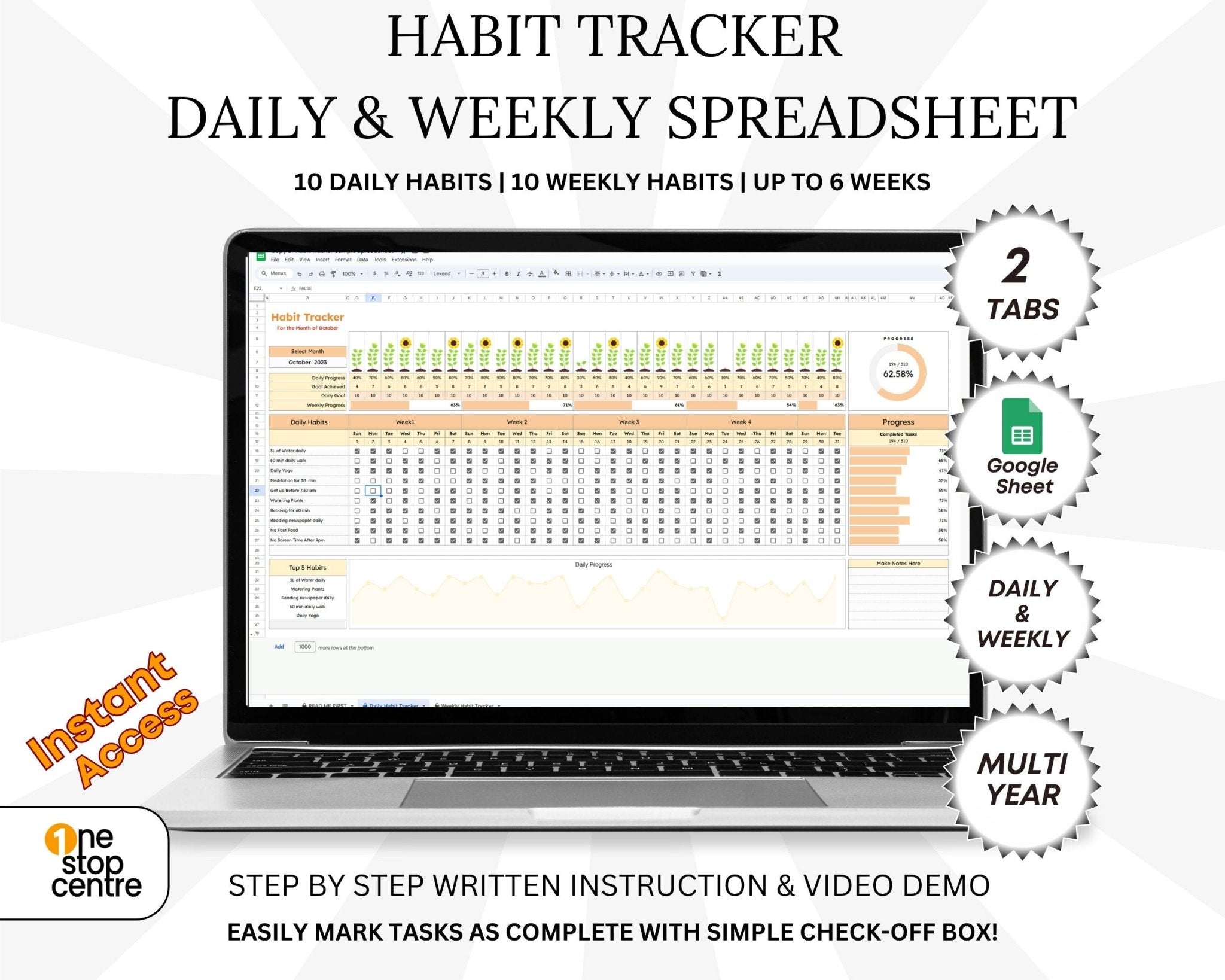 Daily Habit Tracker Google Sheets Template