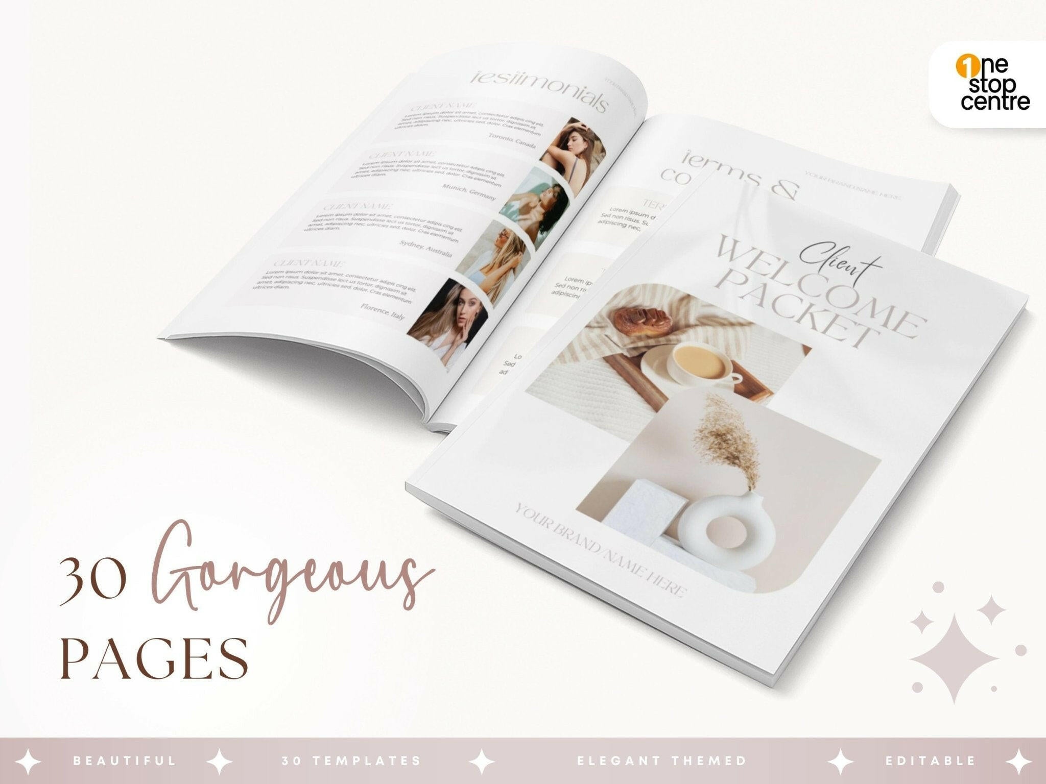 30 pages Business welcome packet templates in Canva for smooth client onboarding