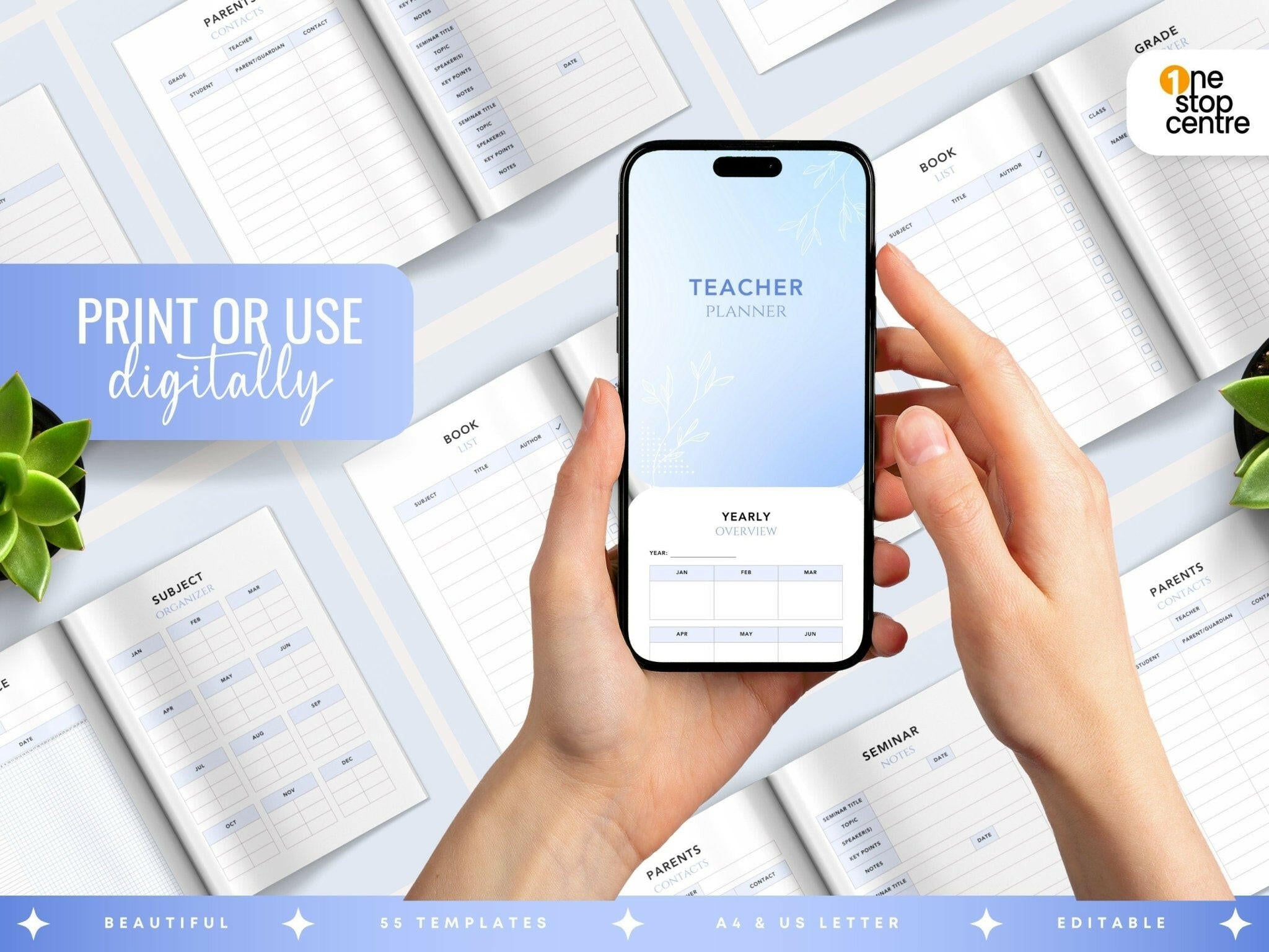 Print or use digitally Teacher planner bundle